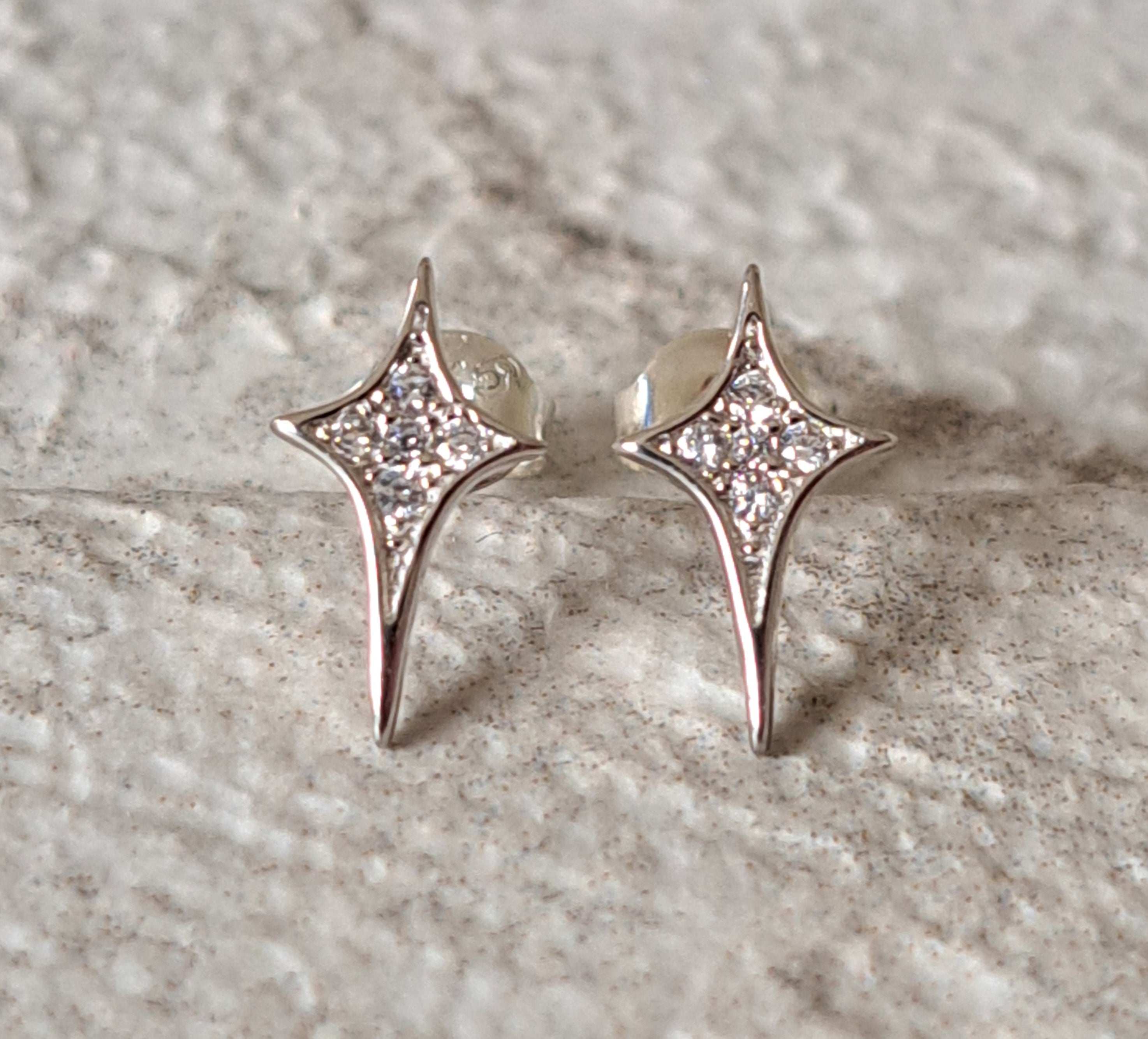 Silver 925 Cross Swarovski Crystal Star Earrings