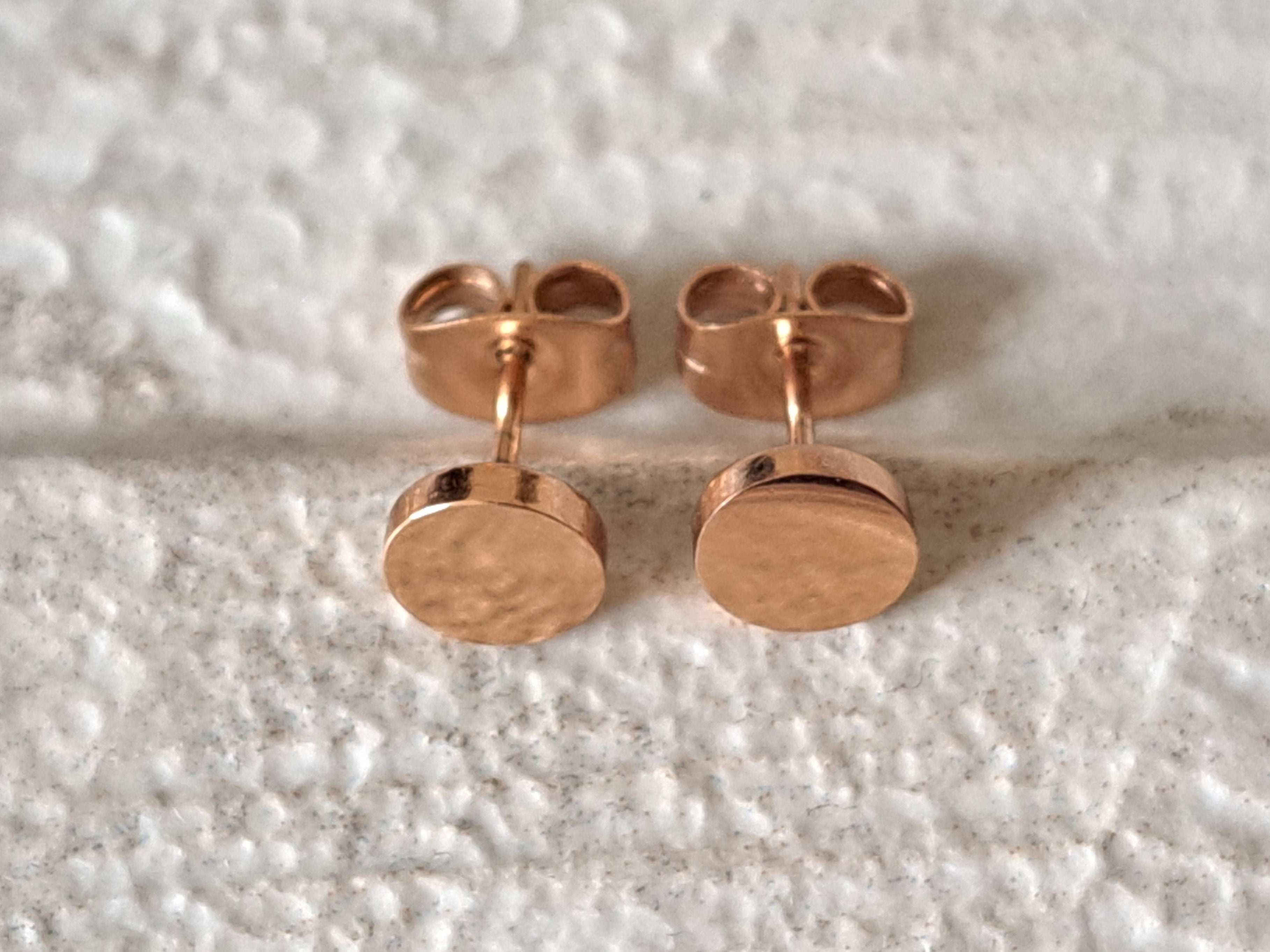 Rose Gold Small Circle Dot Round Earrings