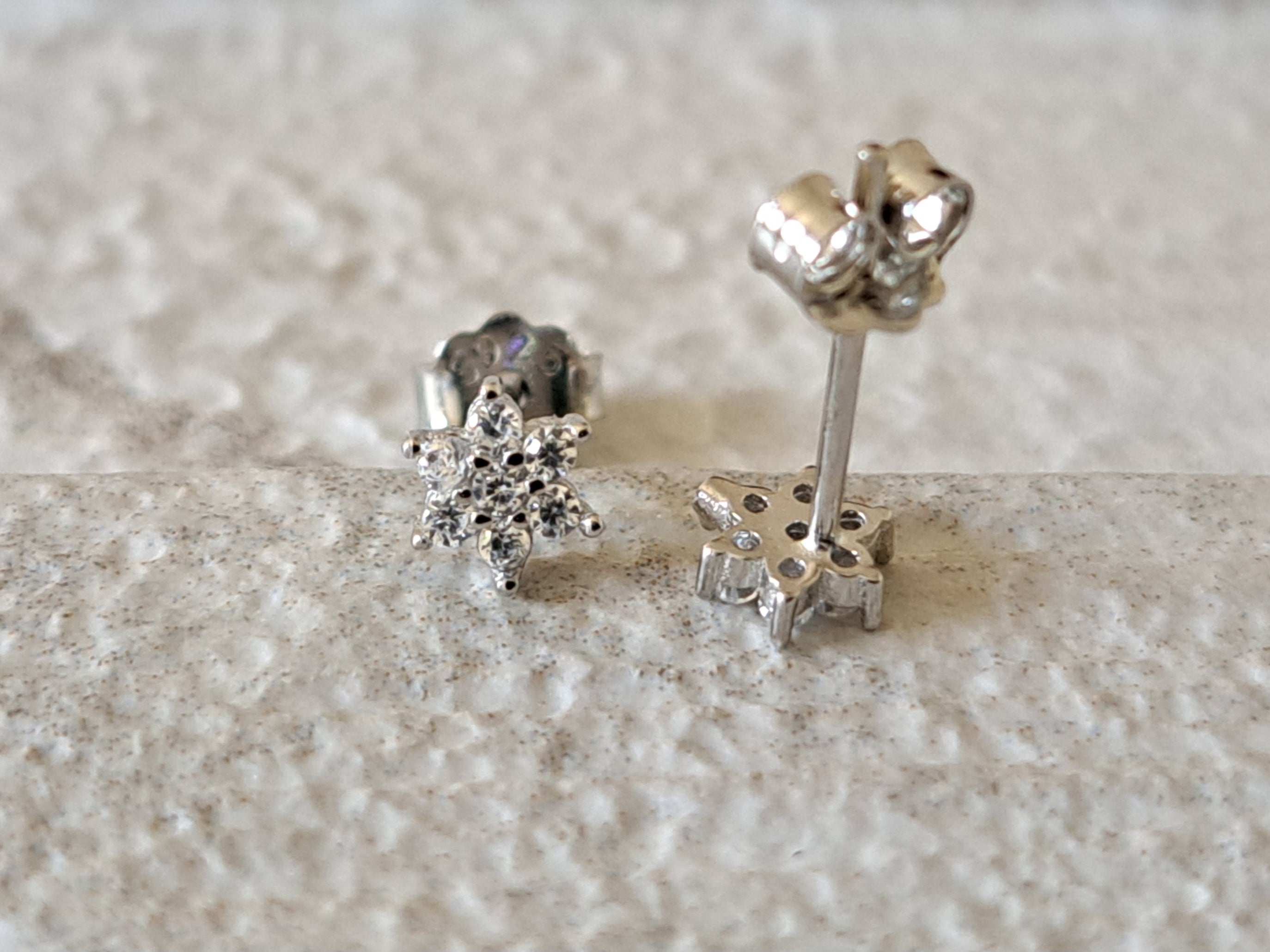 Tiny Sterling Silver Swarovski Crystal Stud Earrings