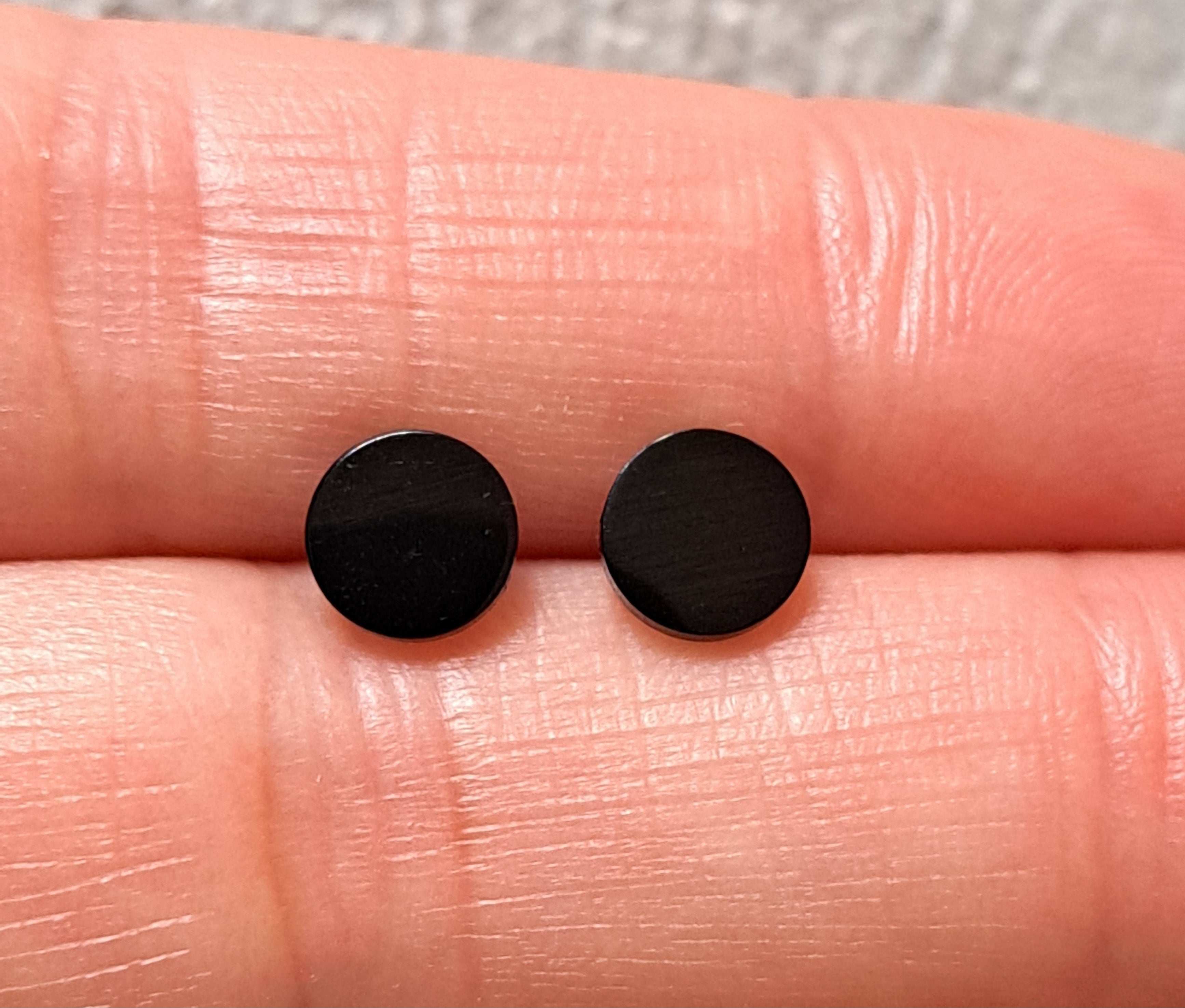 Black Small Circle Dot Round Earrings