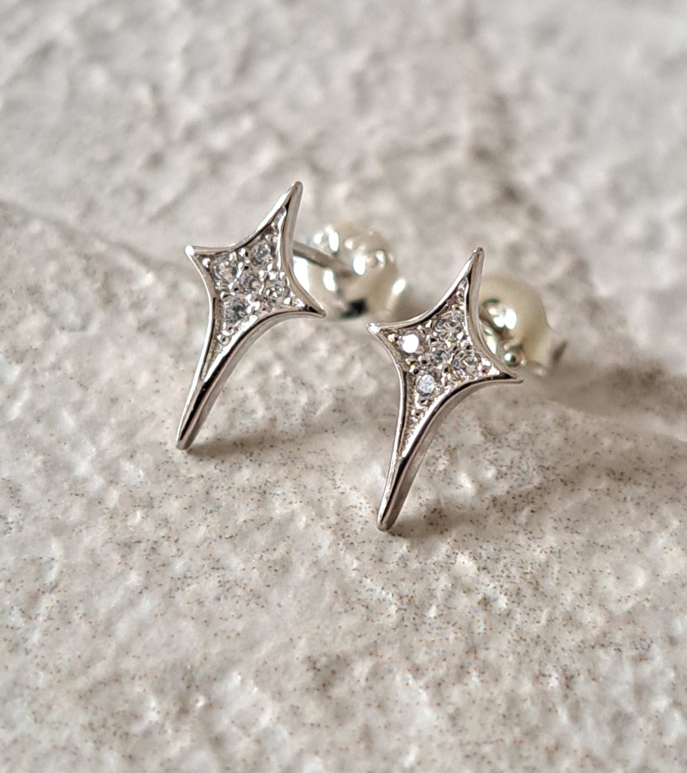 Silver 925 Cross Swarovski Crystal Star Earrings