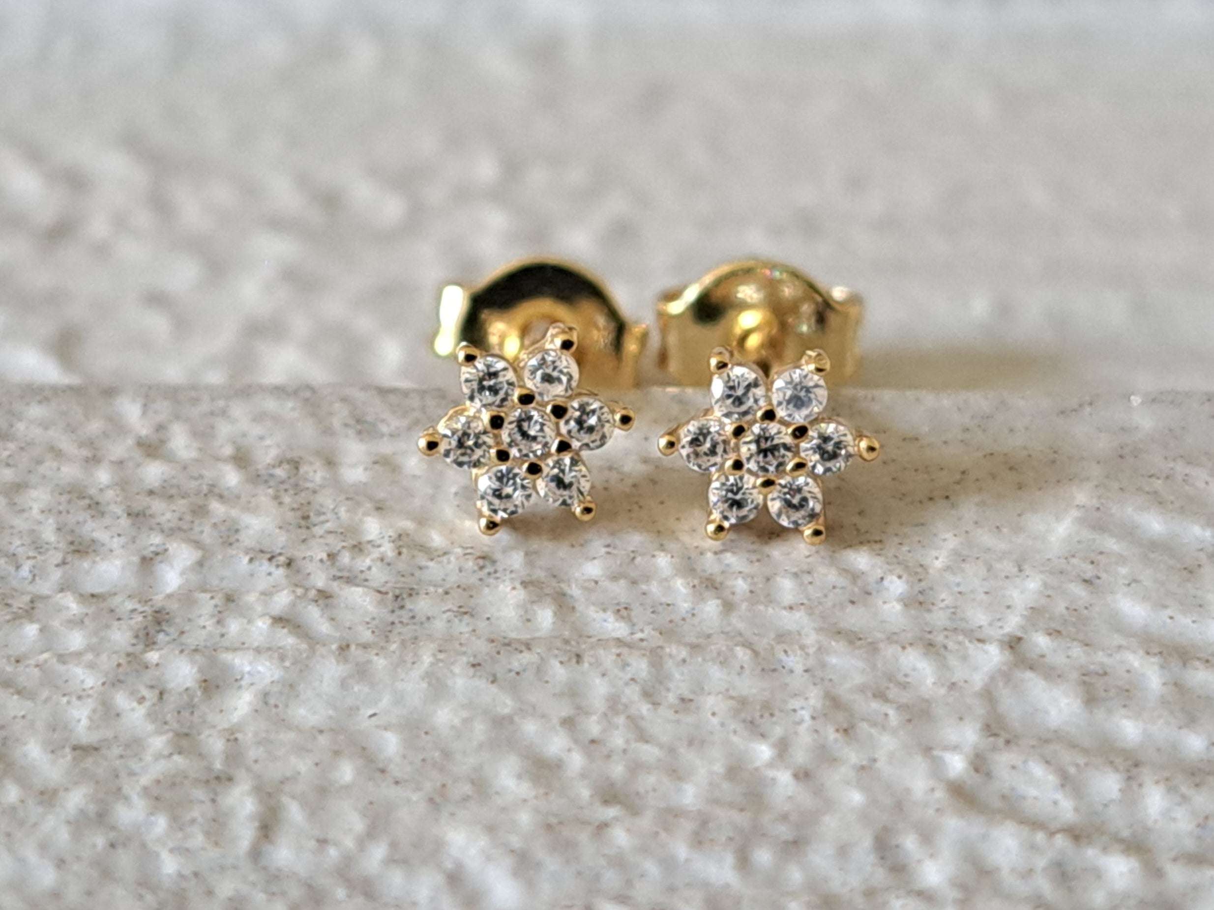 Tiny Gold Swarovski Crystal Stud Earrings