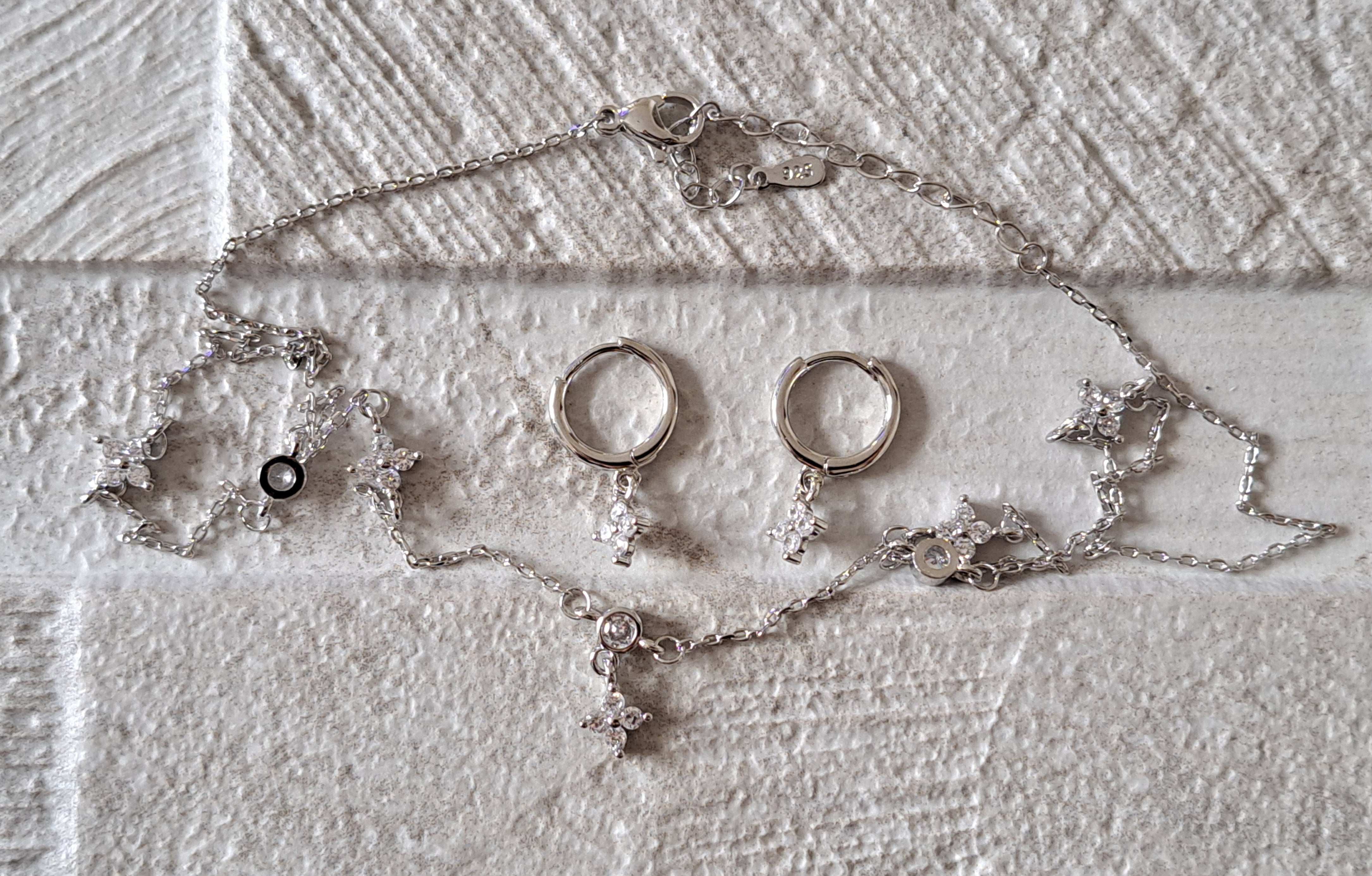 Sterling Silver Plated Swarovski Crystal Necklace & Earring Set