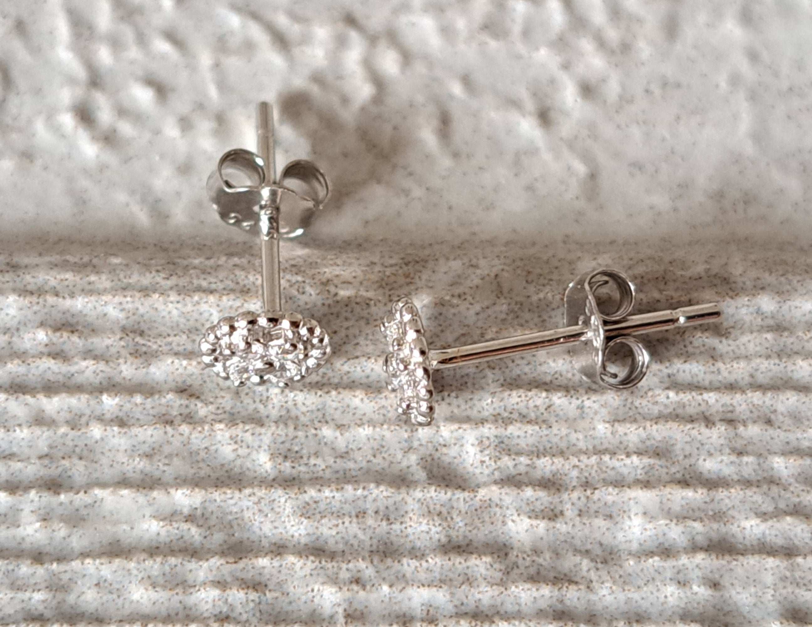 Silver Mini Circle Swarovski Crystal Stud Earrings