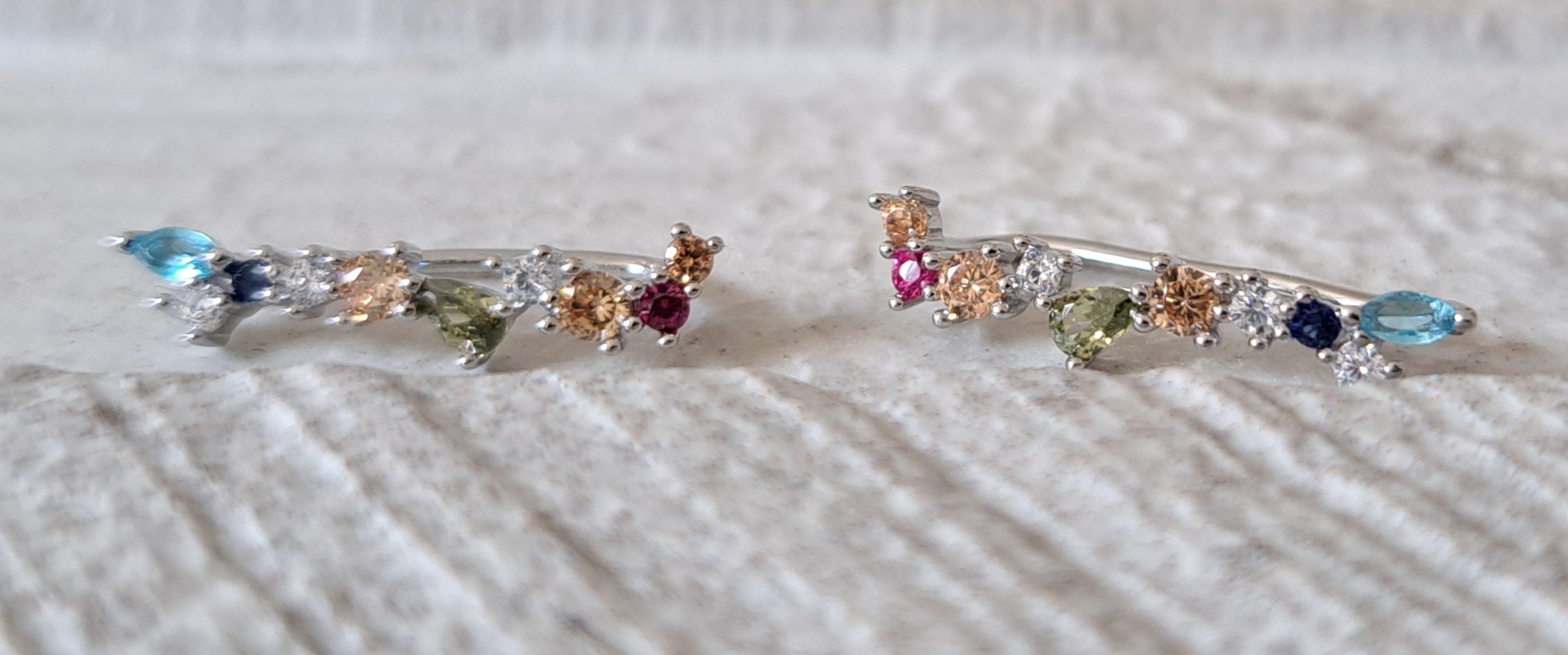 Silver 925 Small Swarovski Crystal Multi Colour Wing Climber Earrings