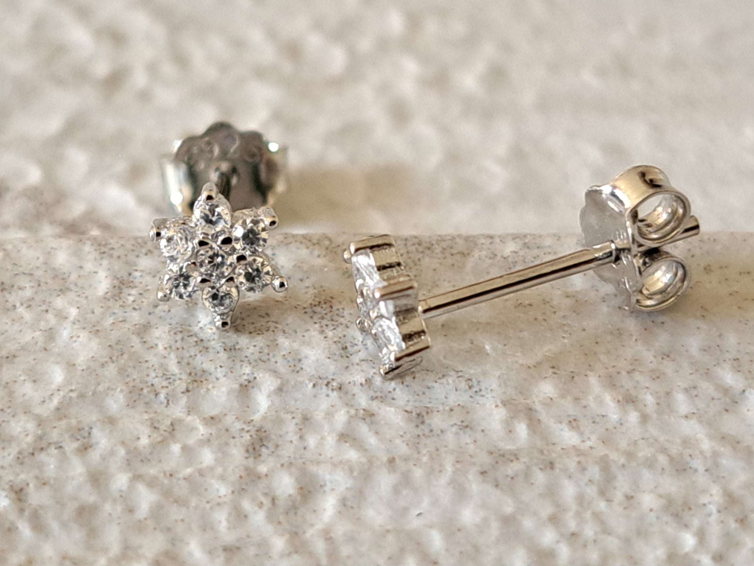 Tiny Sterling Silver Swarovski Crystal Stud Earrings