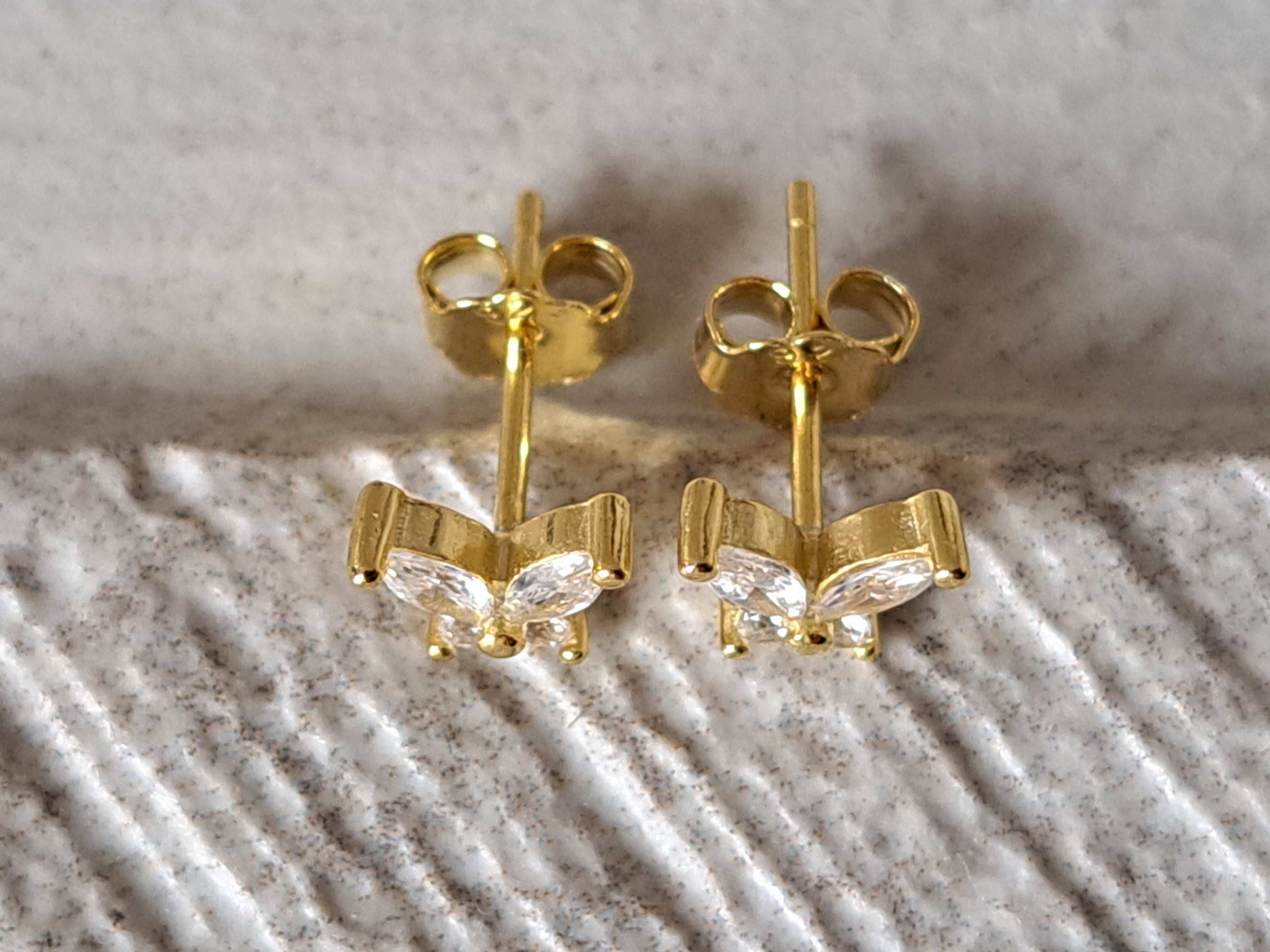 Mini Gold Swarovski Crystal Butterfly Earrings