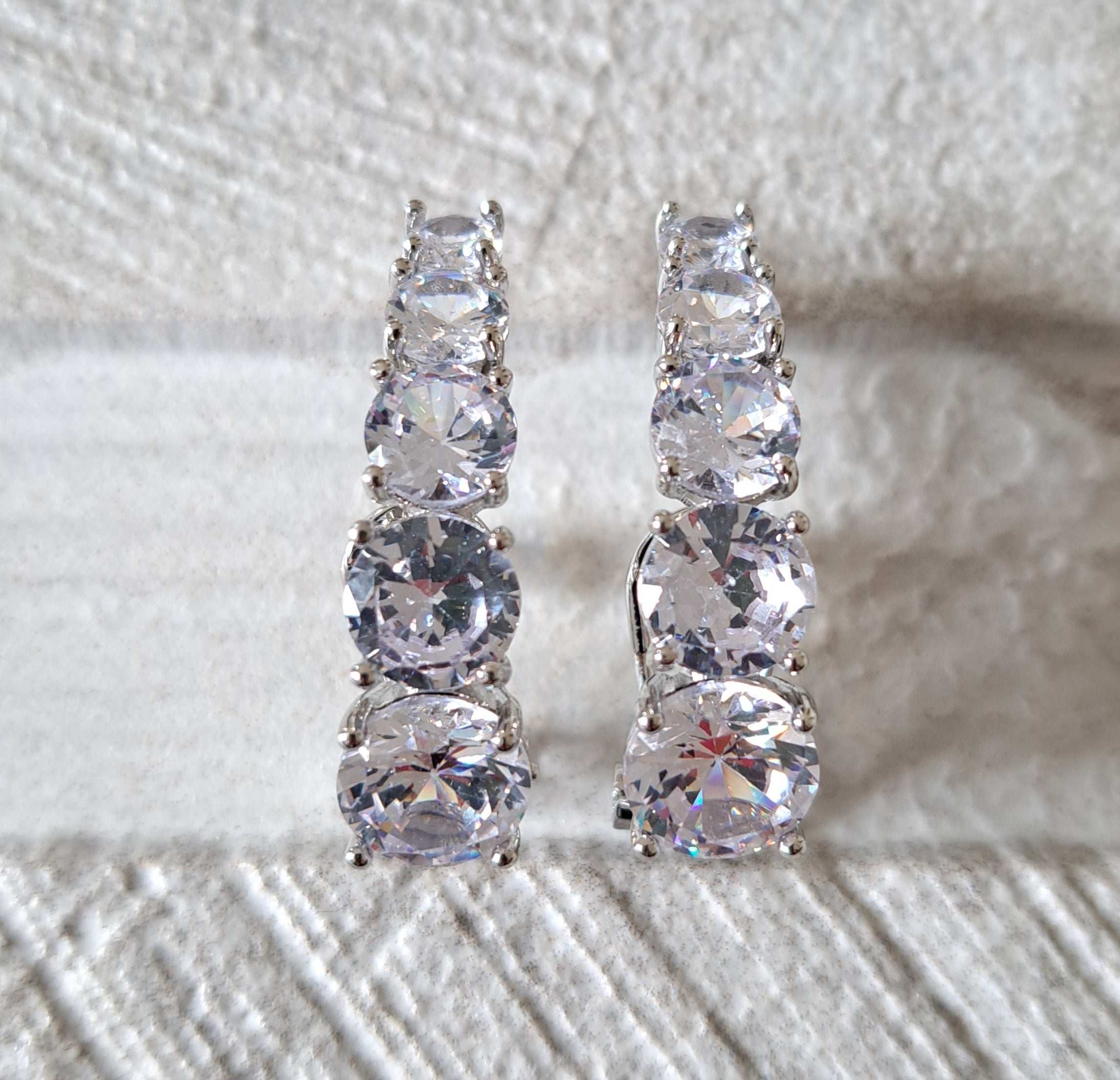 Silver Four Drop Swarovski Crystal Earrings