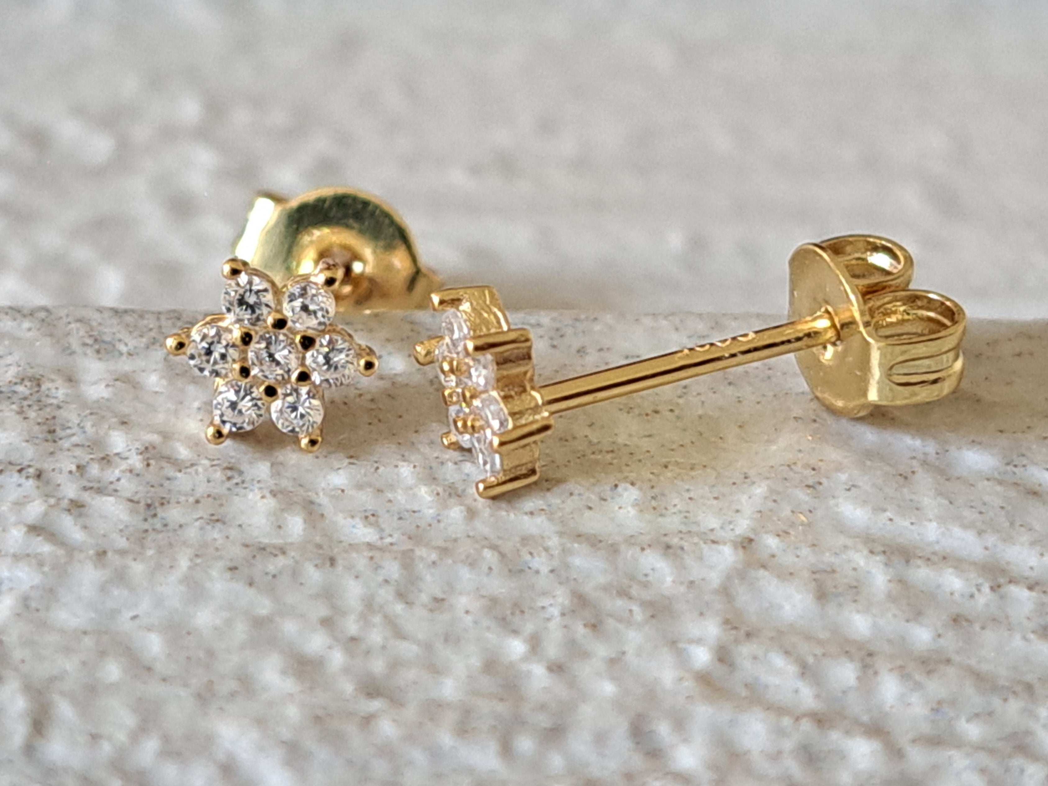 Tiny Gold Swarovski Crystal Stud Earrings