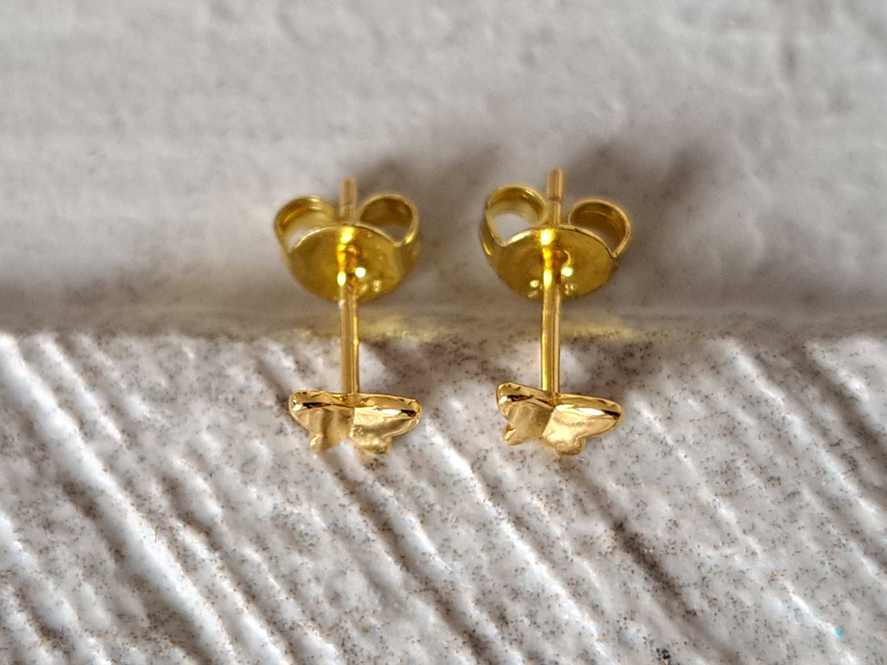 Gold Finish 925 Silver Tiny Butterfly Earrings