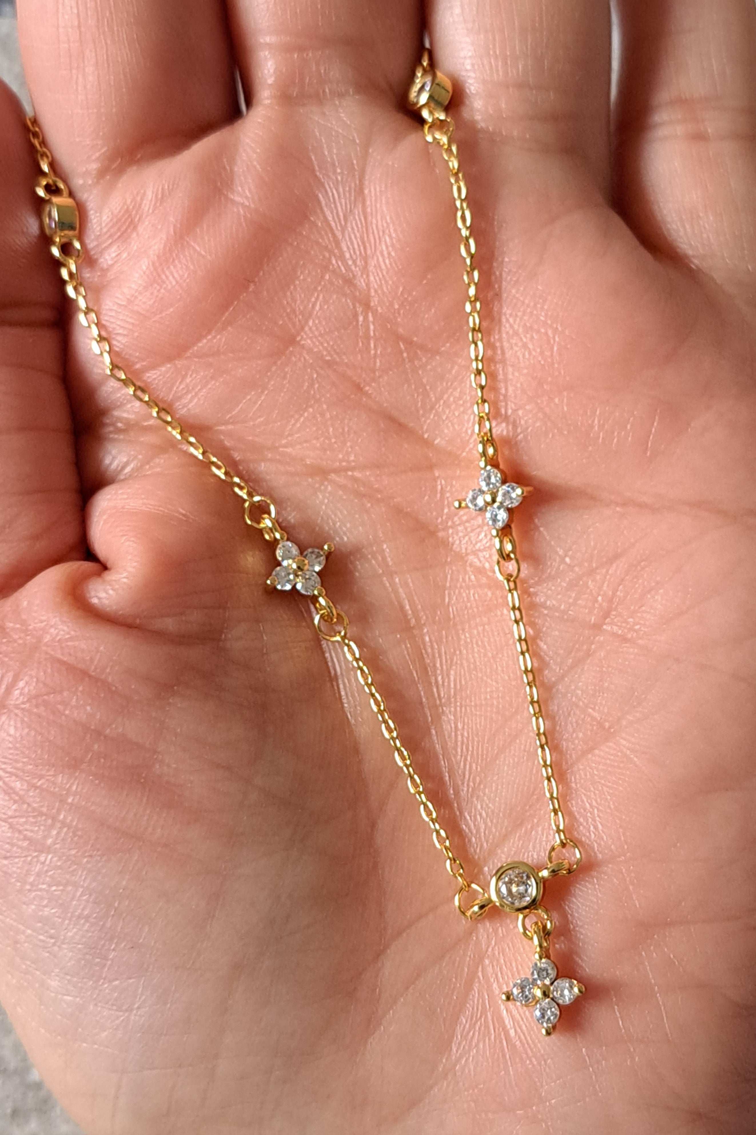 Gold Plated Floral Swarovski Crystal Necklace & Earring Set