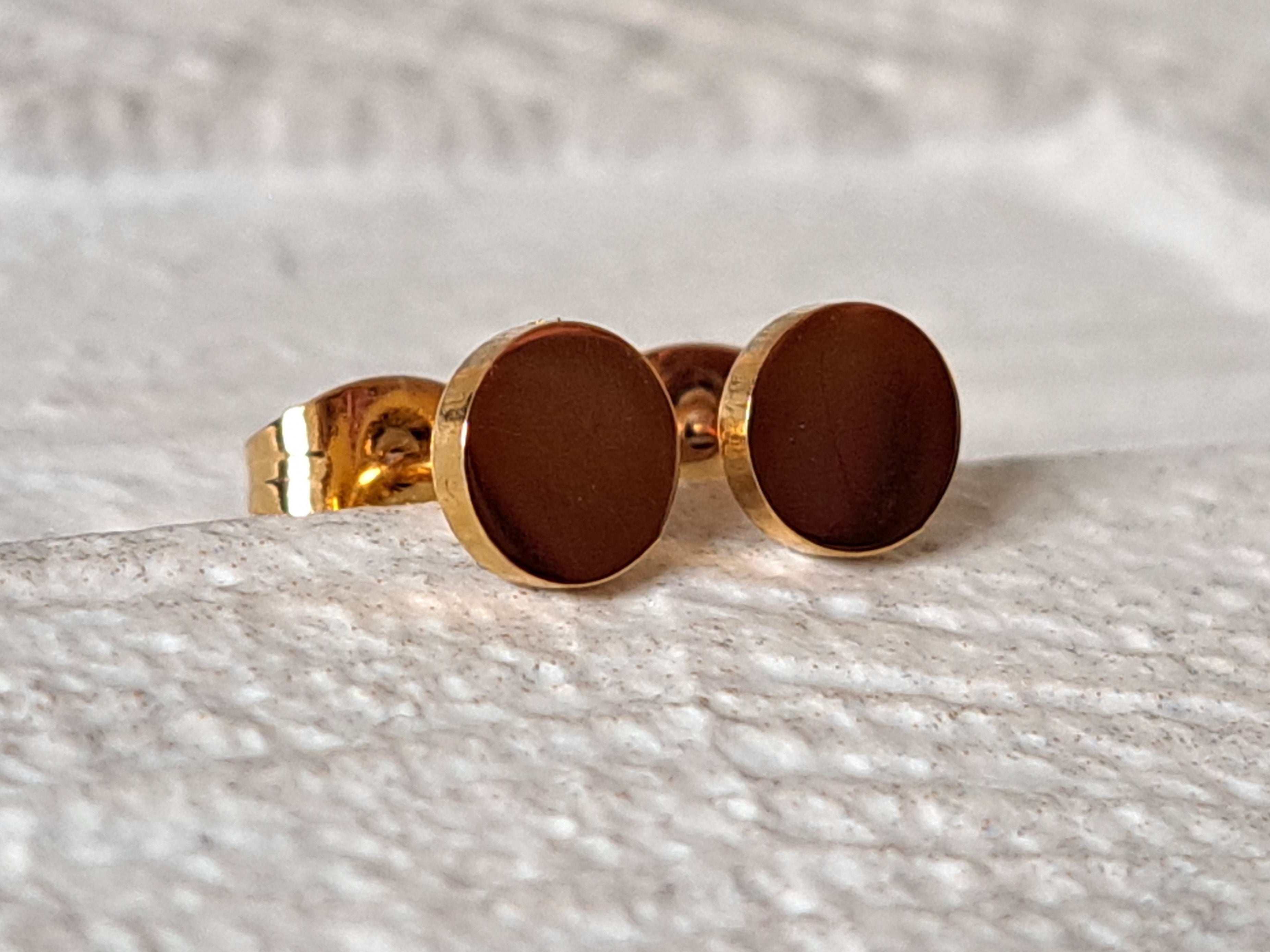 Gold Small Circle Dot Round Earrings