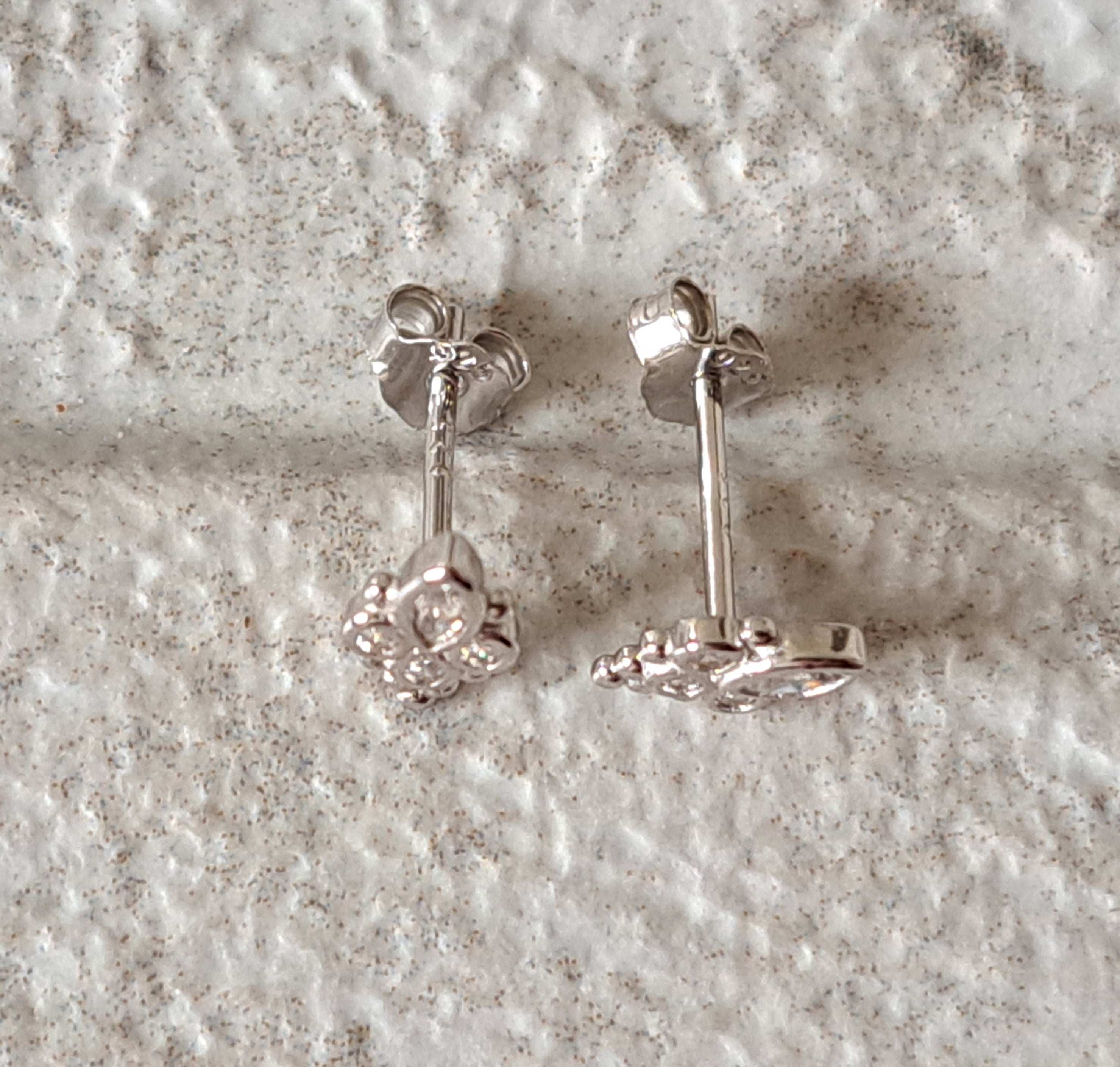 Tiny Sterling Silver Flower Swarovski Crystal Earrings
