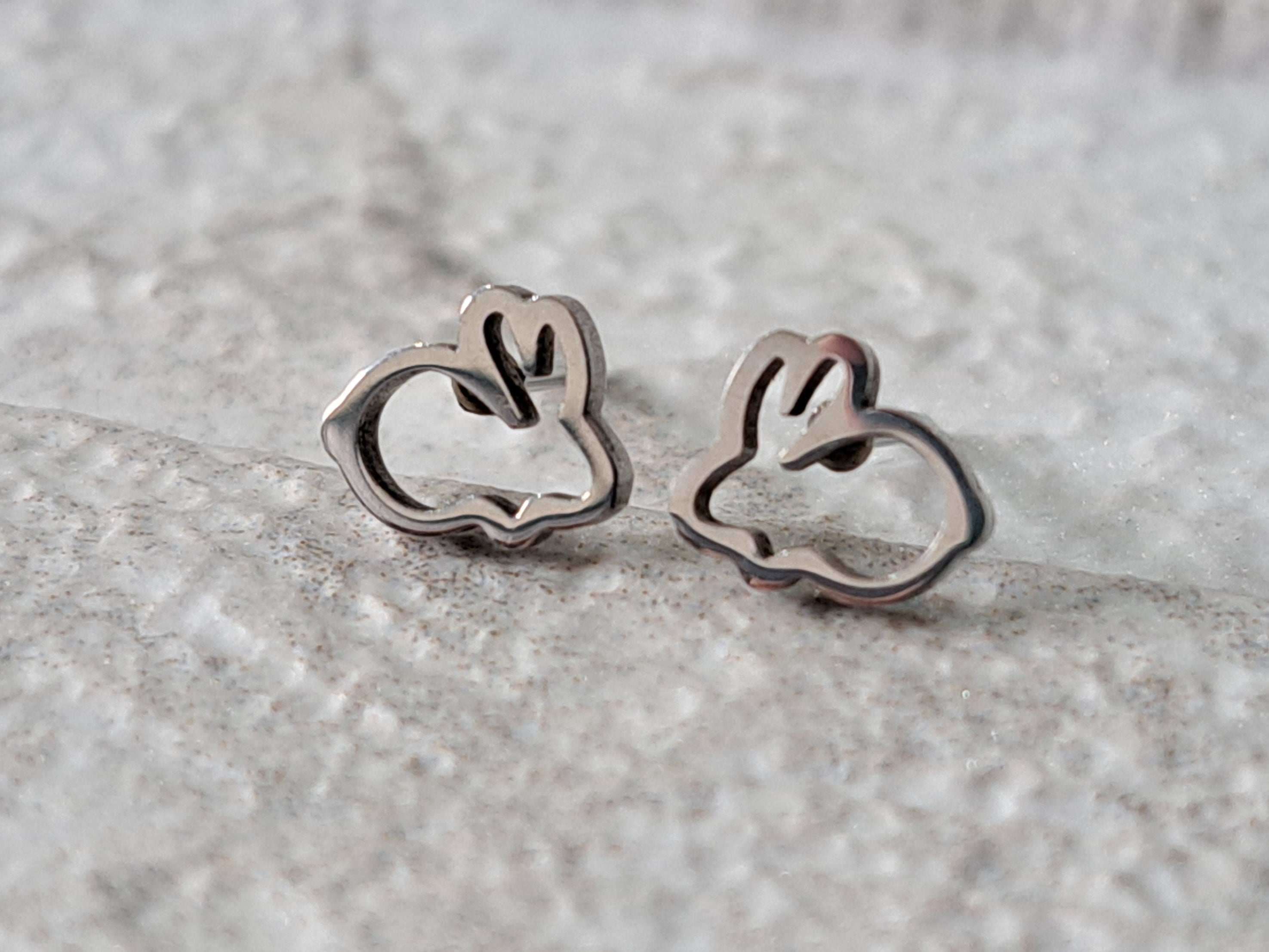 Silver Small Hollow Rabbit Earrings