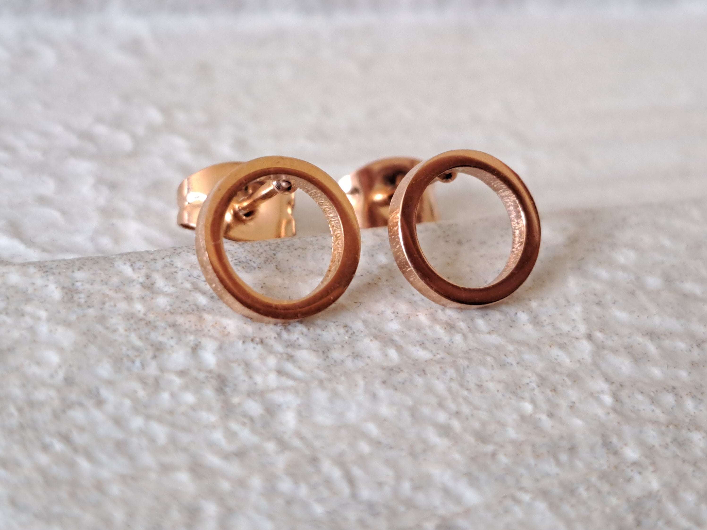 Rose Gold Small Hollow Round Circle Earrings