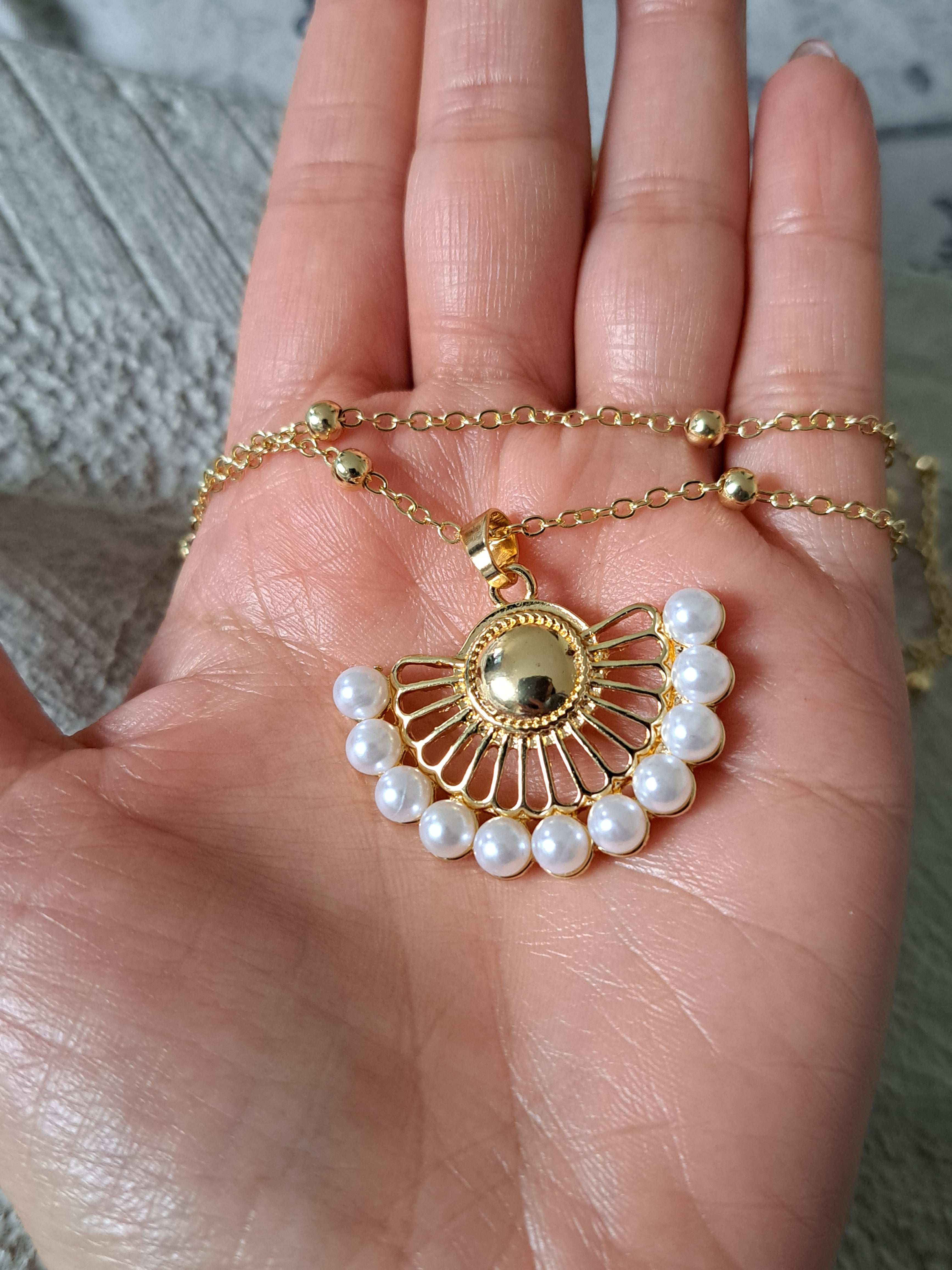 Gold Pearl Choker Necklace Earring Ring Jewellery Set