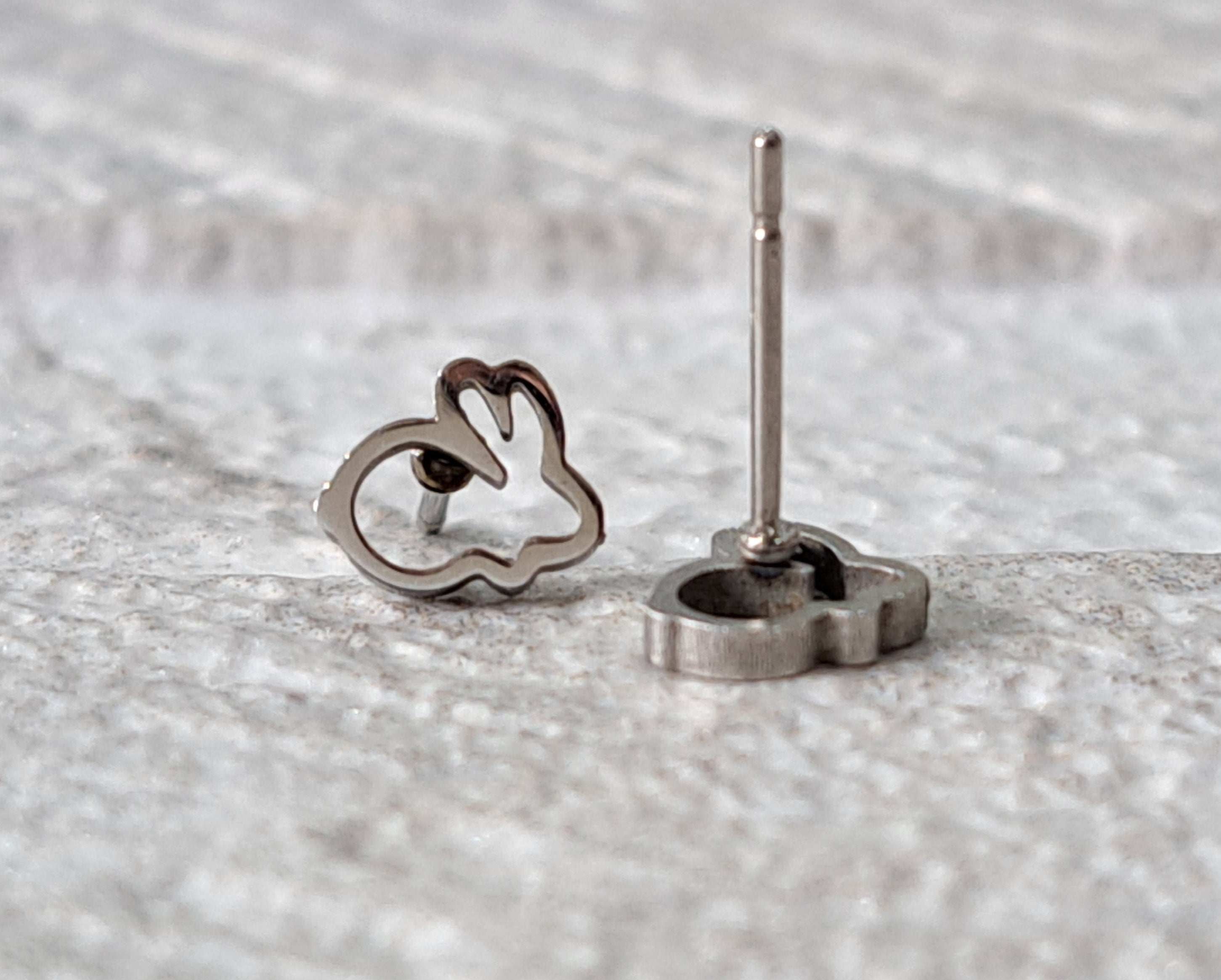 Silver Small Hollow Rabbit Earrings