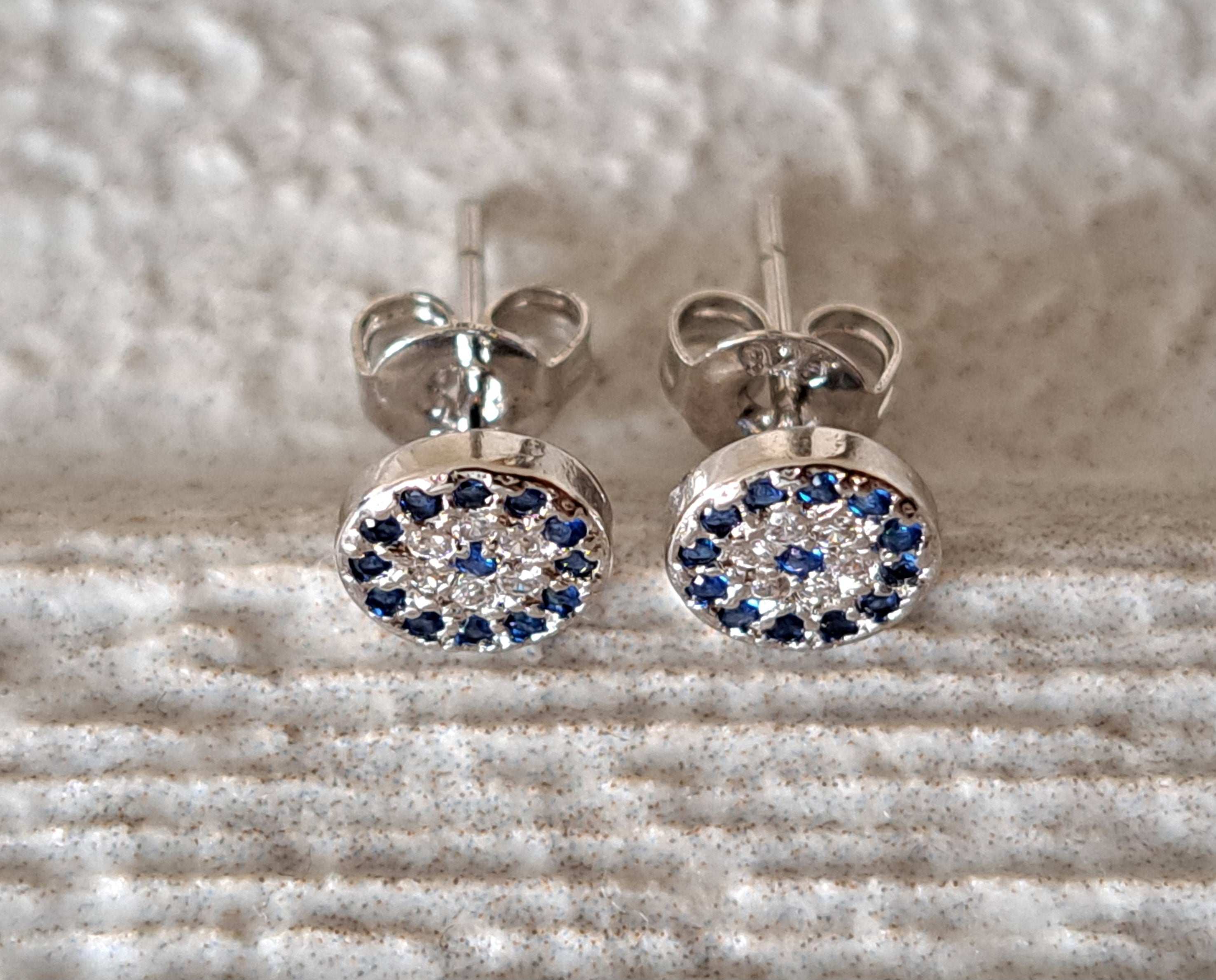 Tiny Silver Swarovski Crystal Evil Eye Stud Earrings