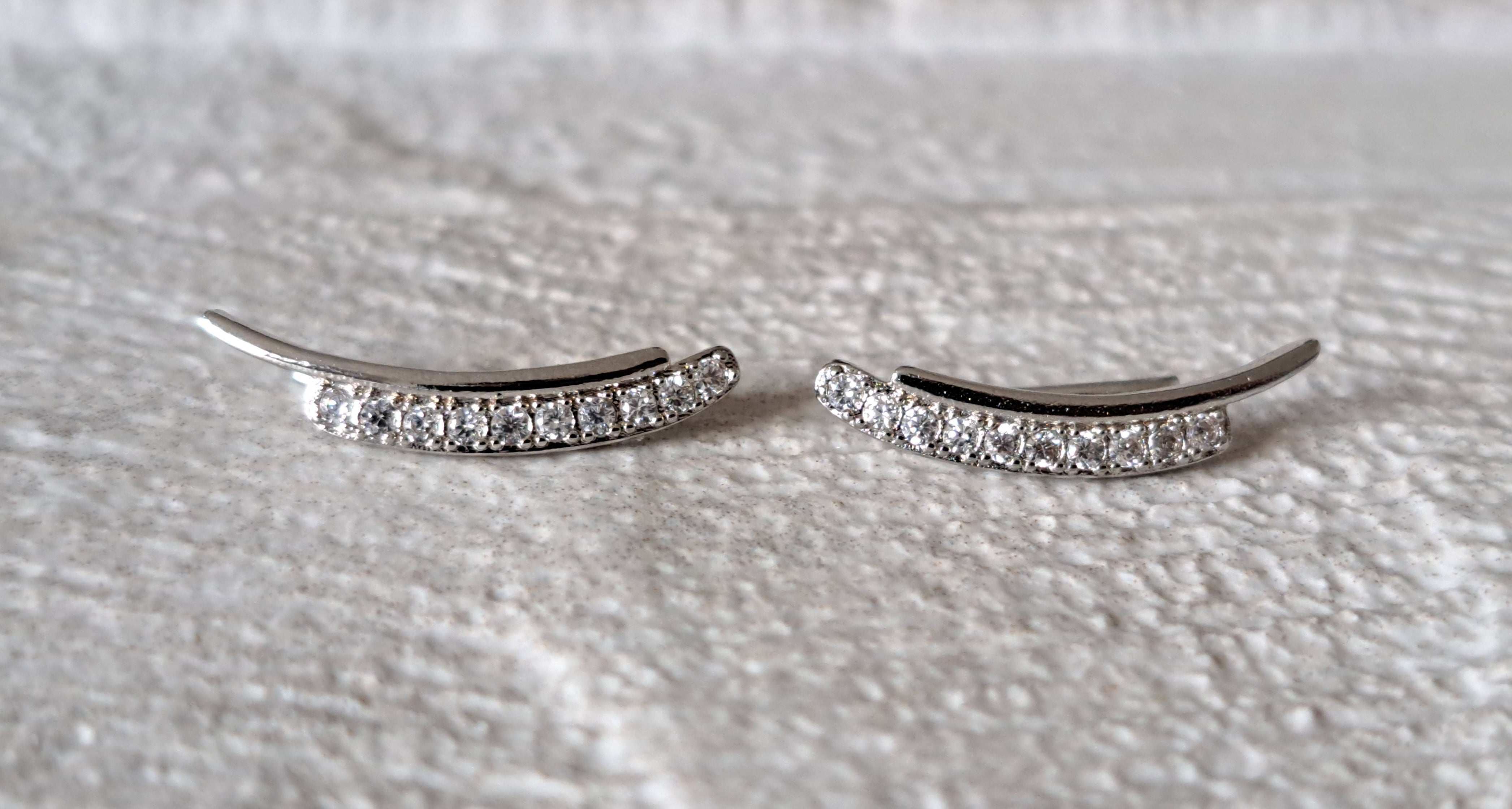 Silver Plated Swarovski Crystal Climber Earrings