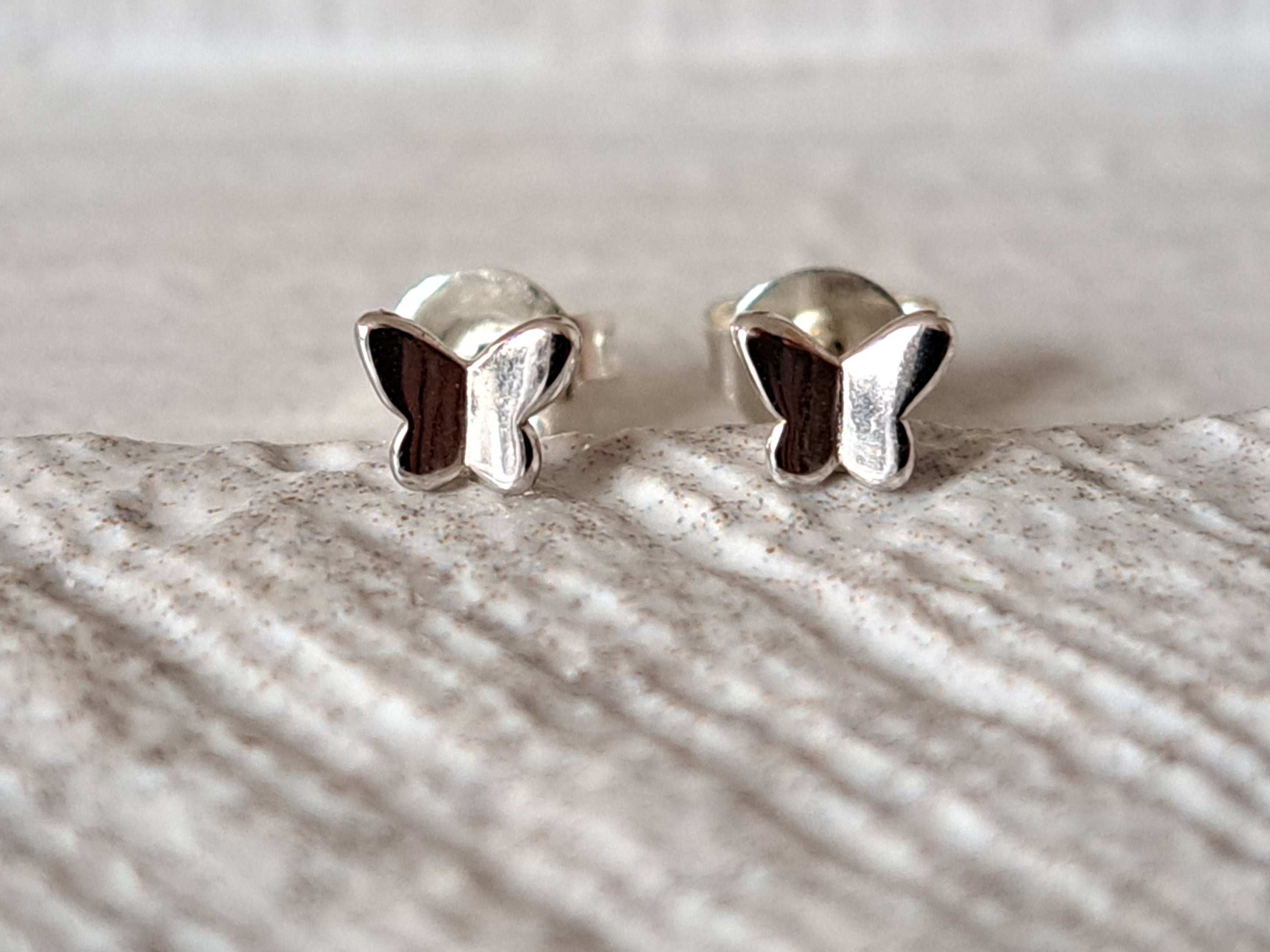 Silver 925 Tiny Butterfly Stud Earrings