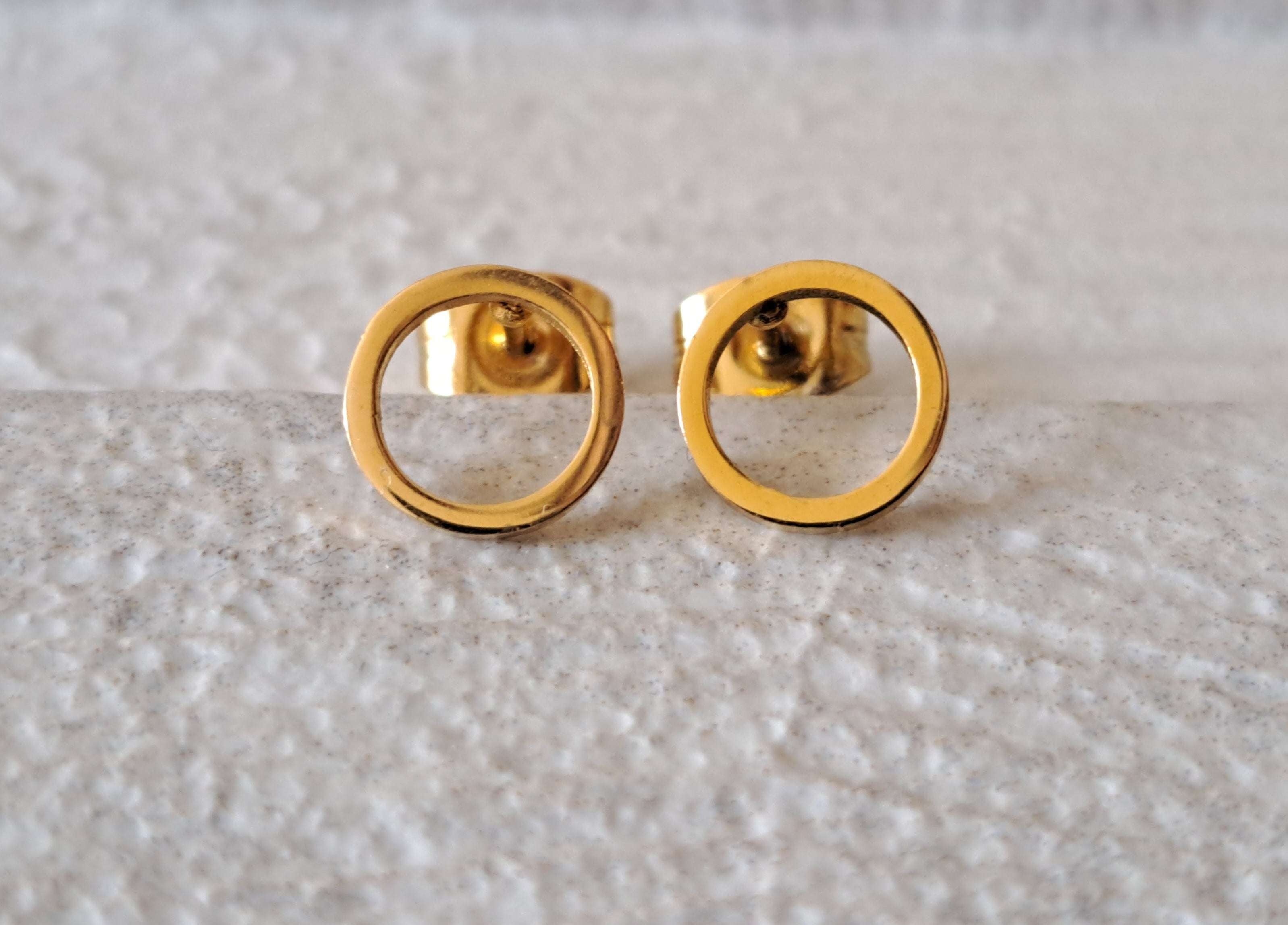 Gold Small Hollow Round Circle Earrings