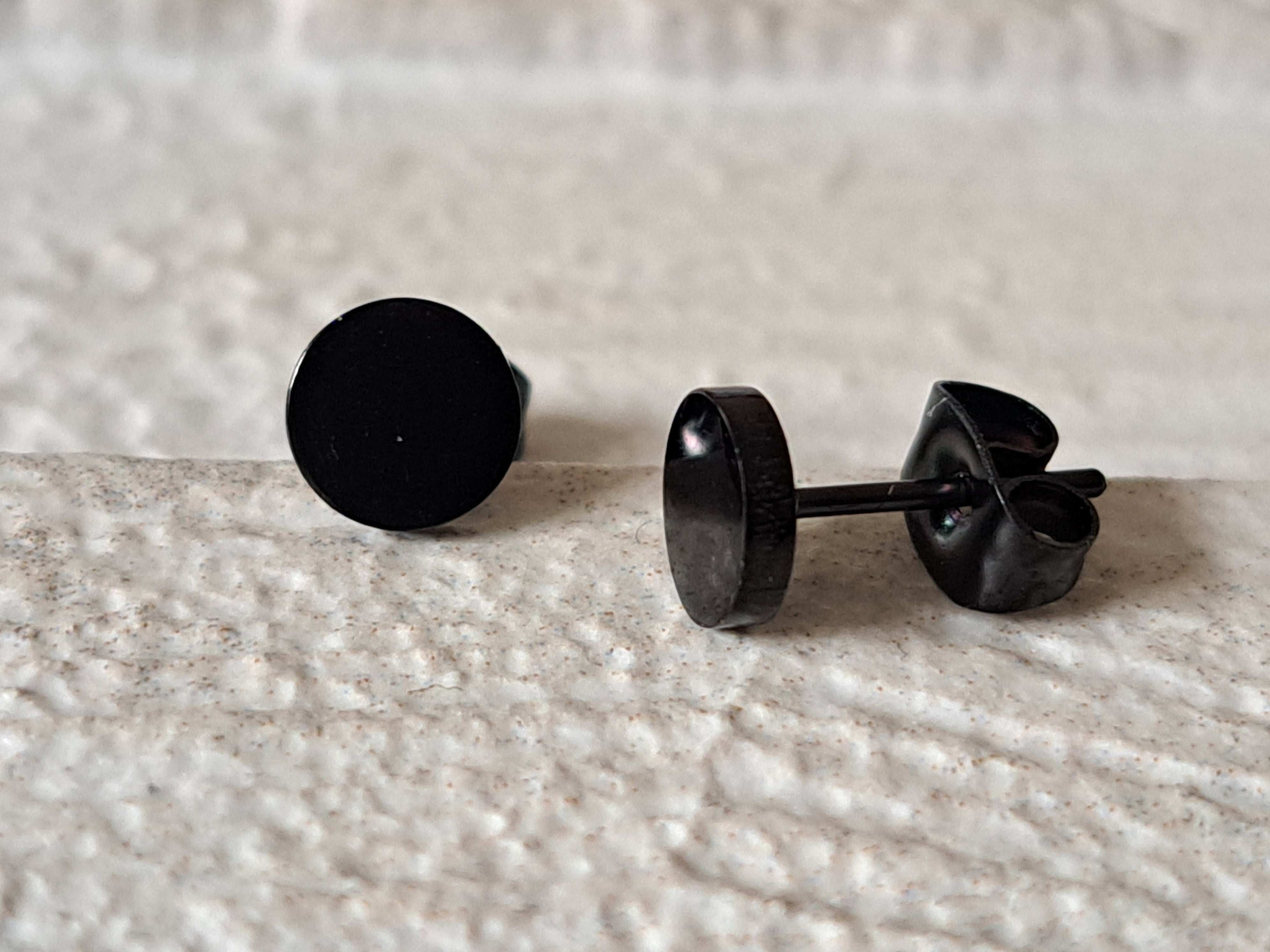 Black Small Circle Dot Round Earrings