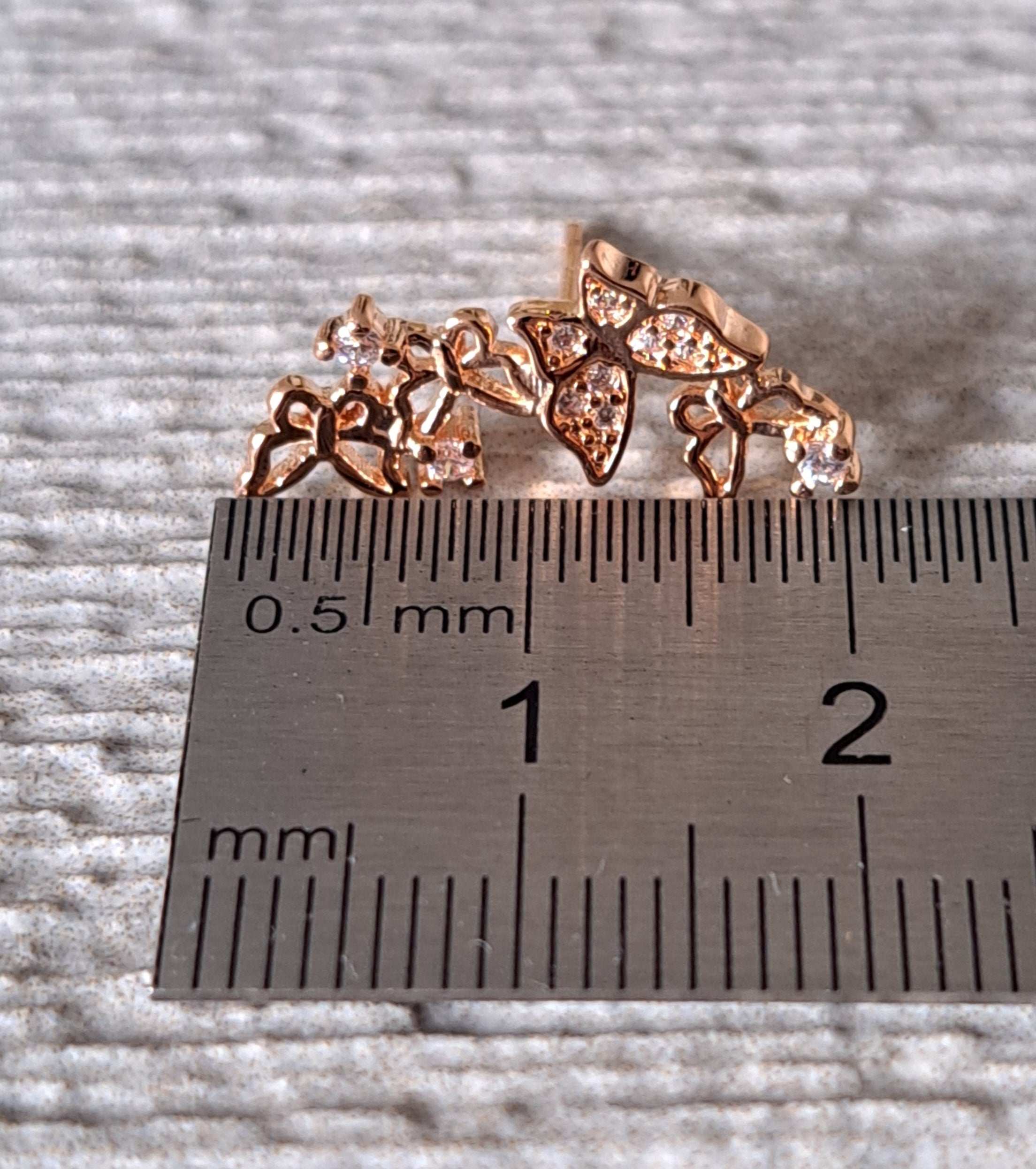 Rose Gold Long Butterfly Swarovski Crystal Earrings