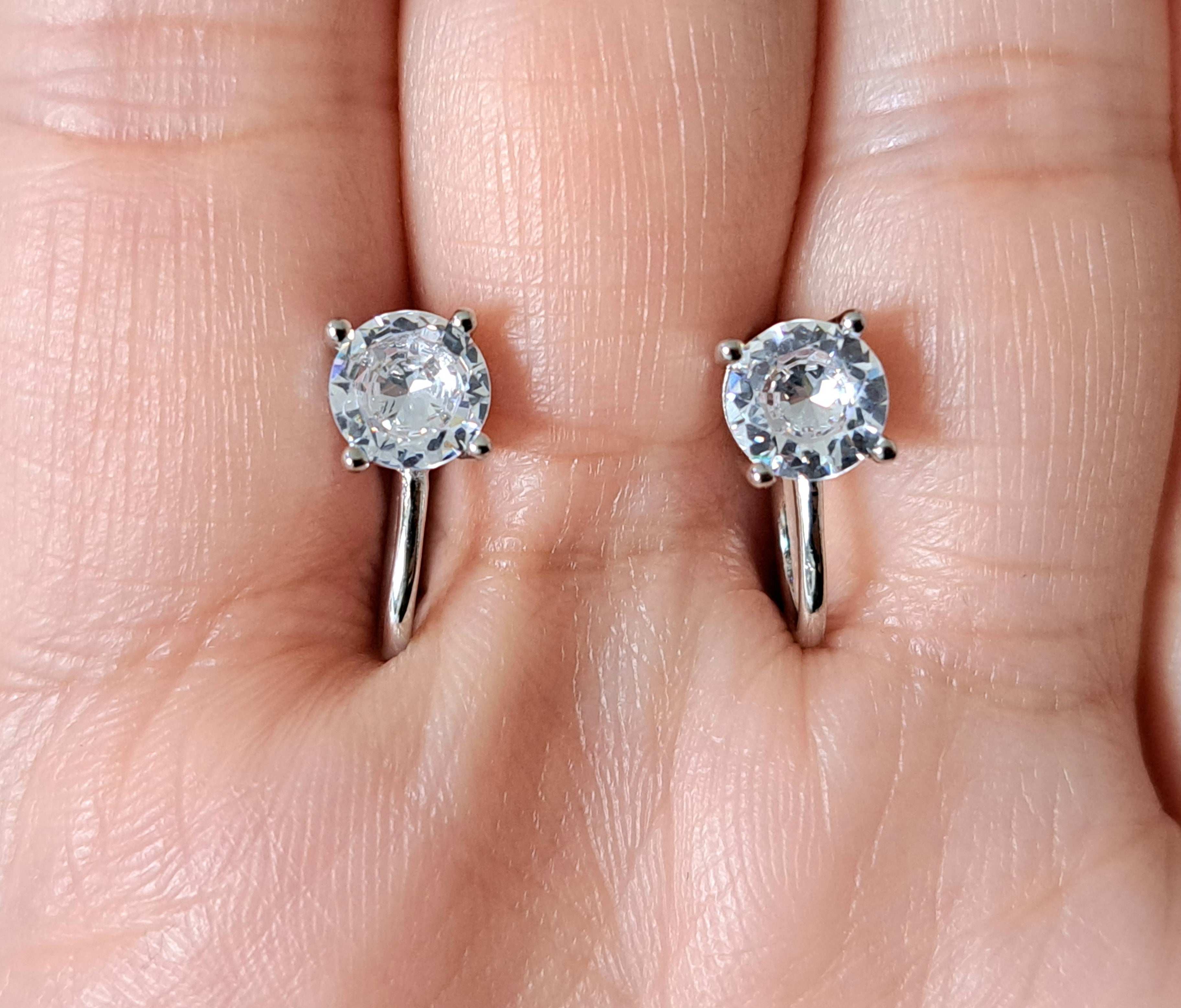 Sterling Silver Clip on 6mm Swarovski Crystal Earrings