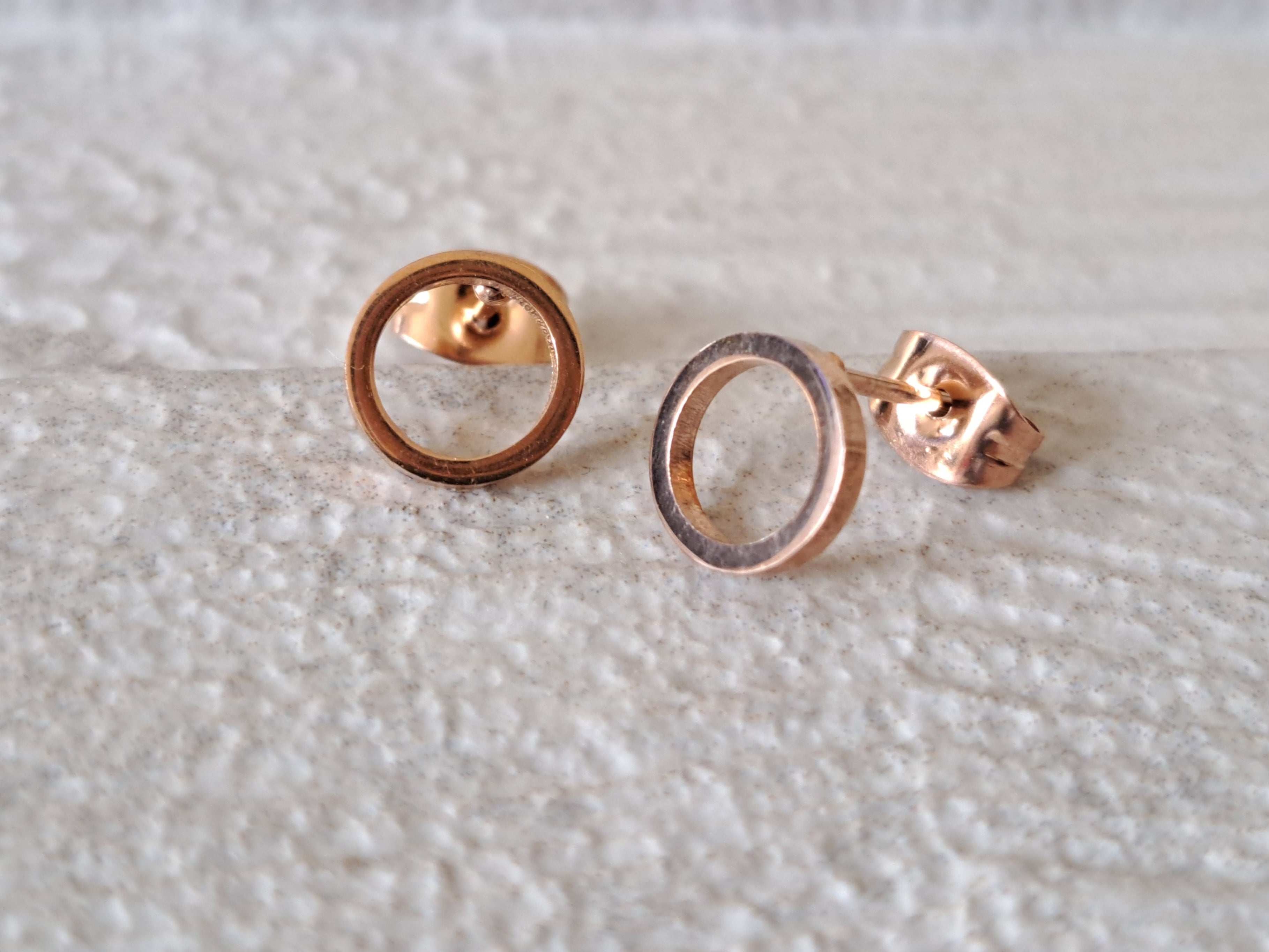 Rose Gold Small Hollow Round Circle Earrings