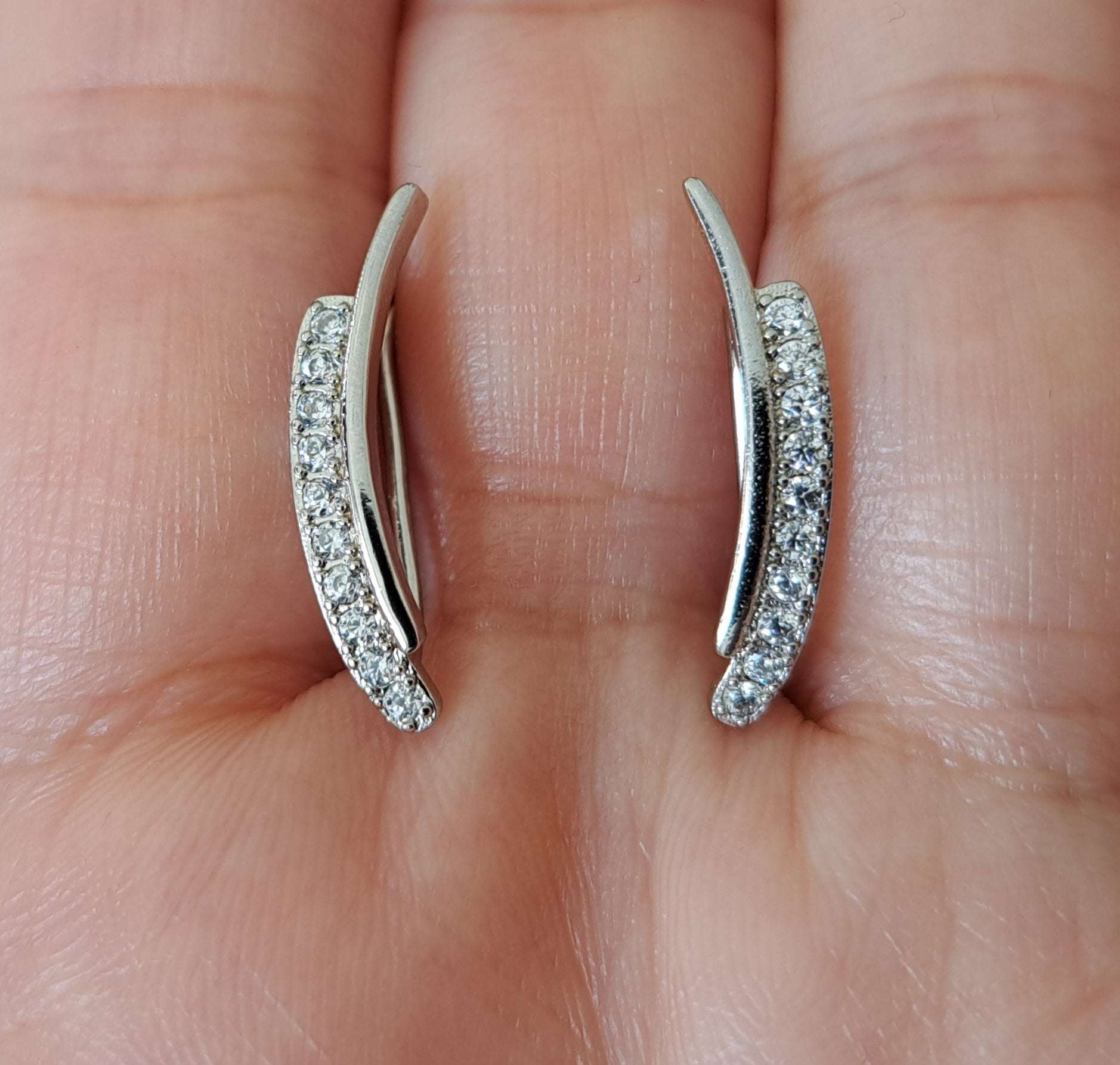 Silver Plated Swarovski Crystal Climber Earrings