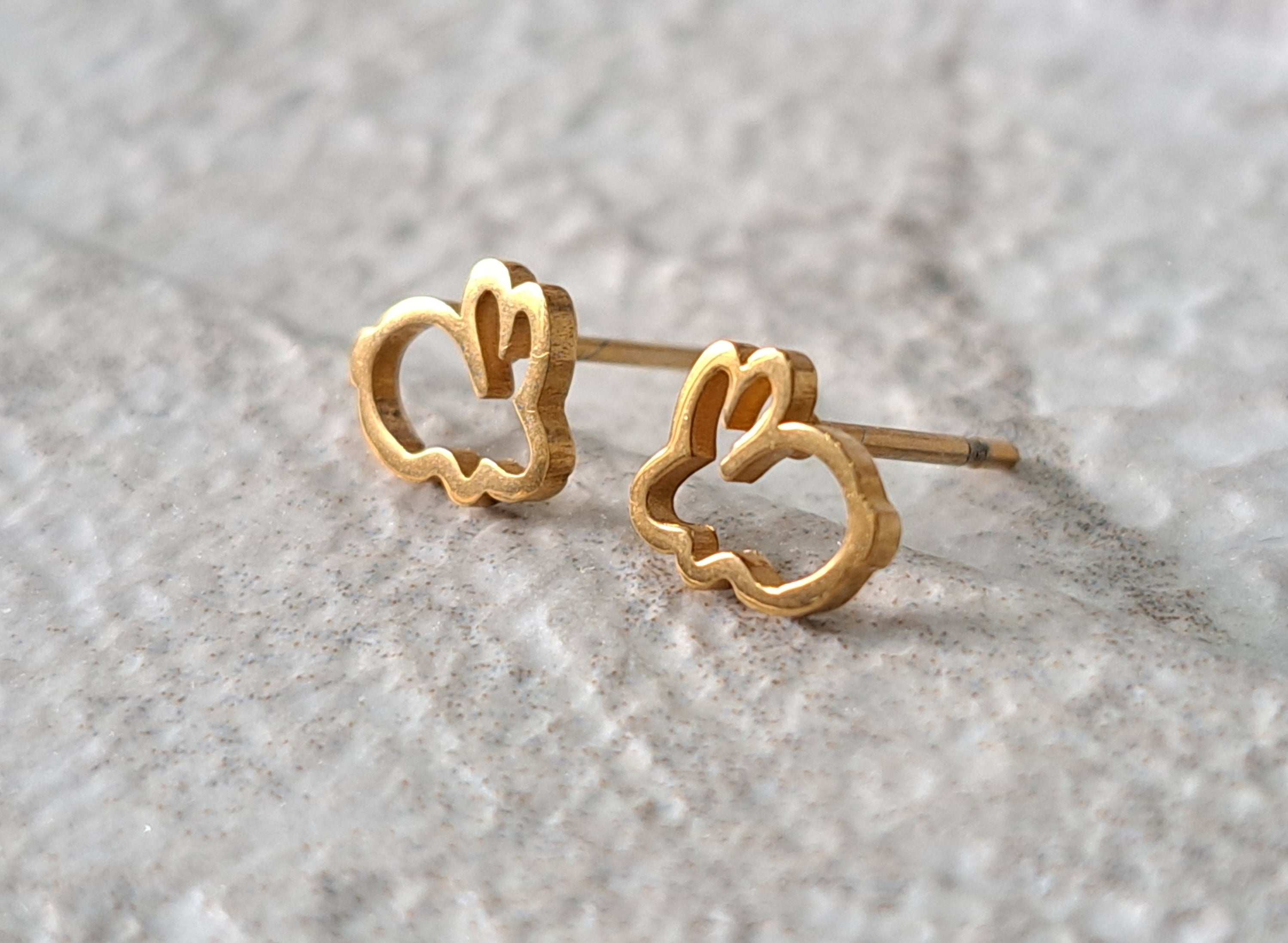 Gold Small Hollow Rabbit Earrings
