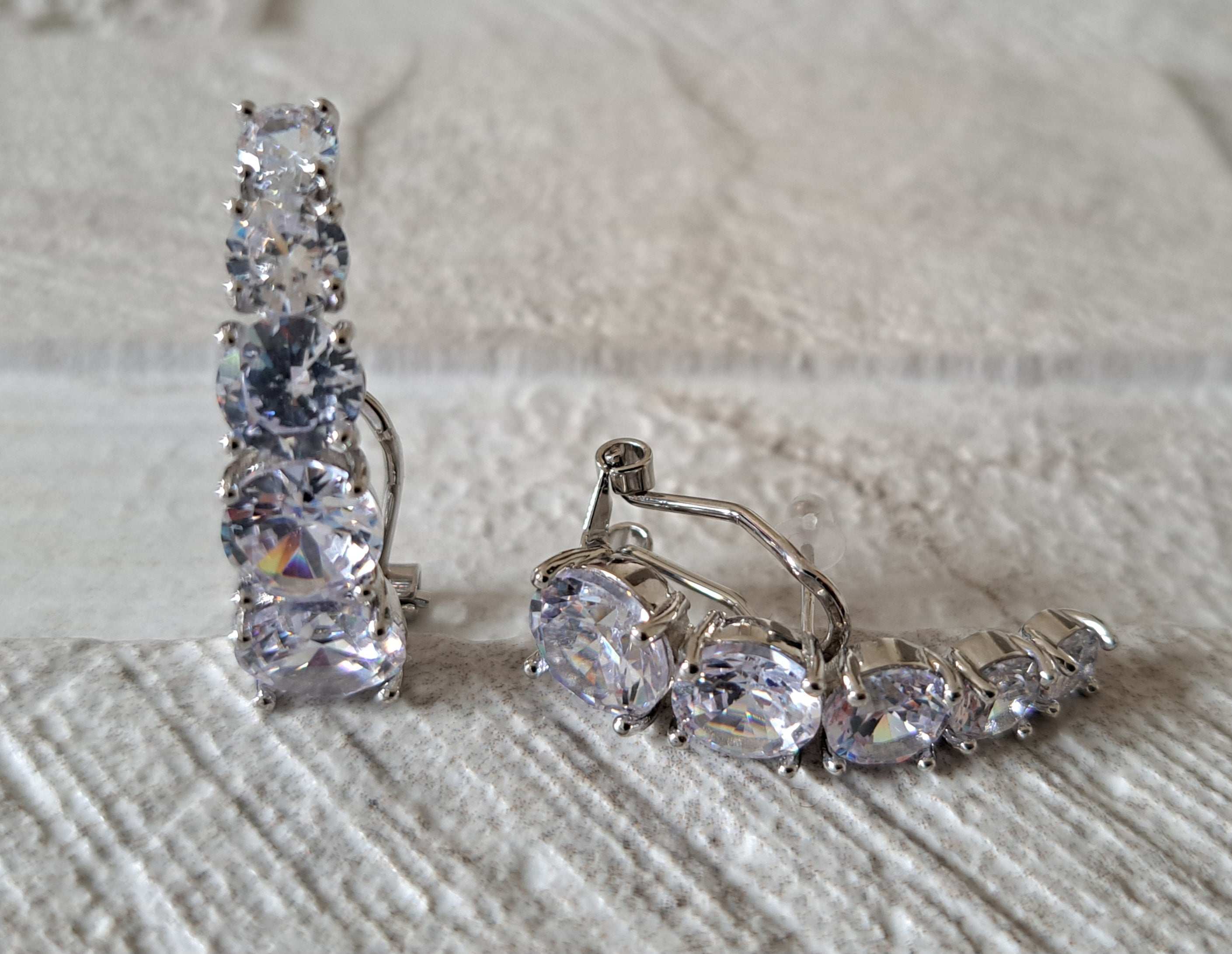 Silver Four Drop Swarovski Crystal Earrings