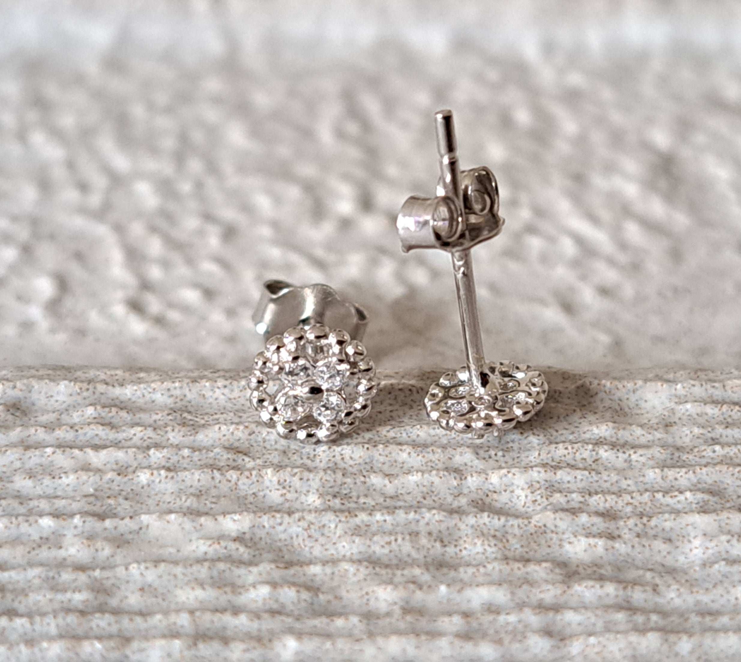 Silver Mini Circle Swarovski Crystal Stud Earrings