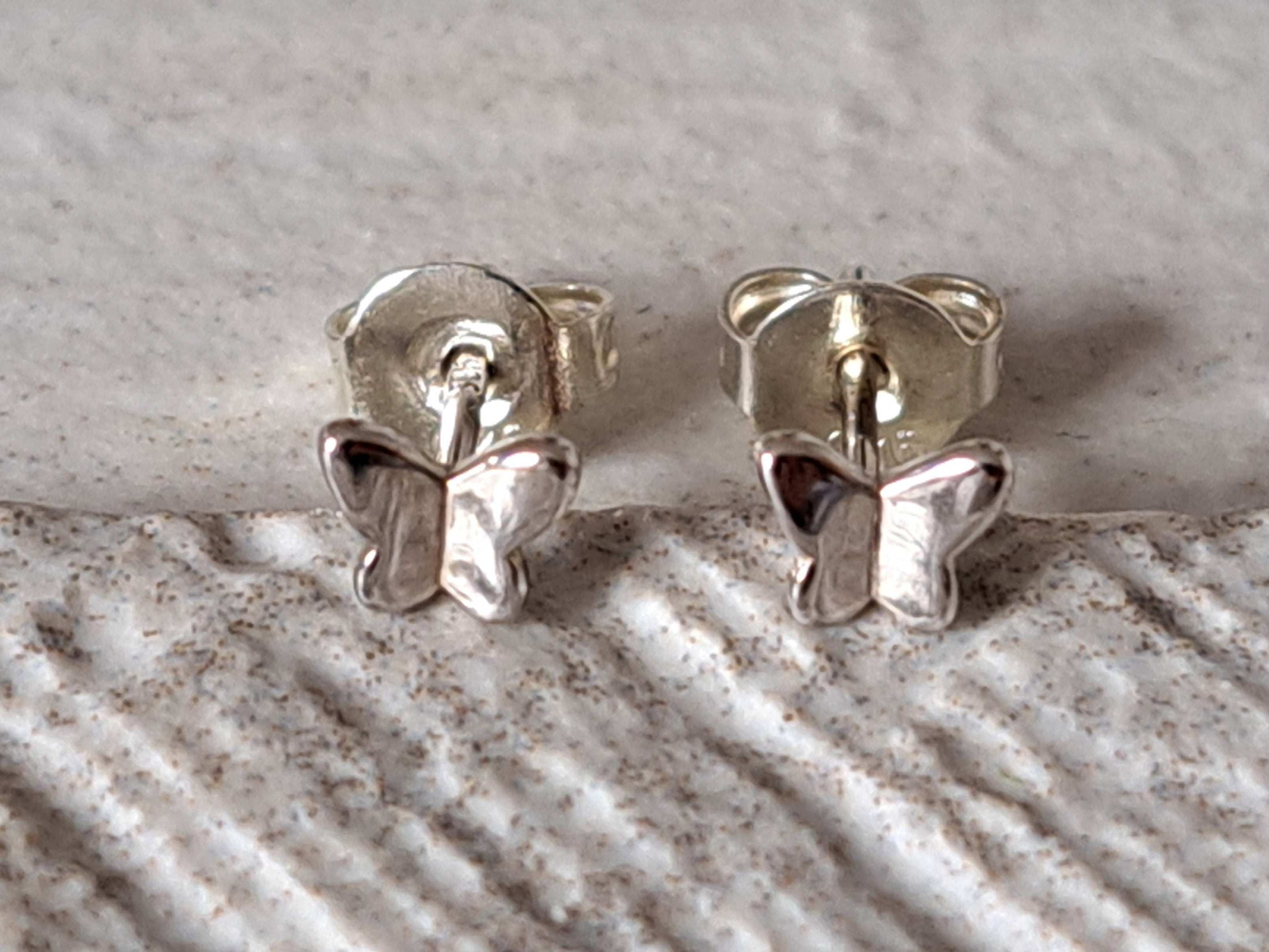 Silver 925 Tiny Butterfly Stud Earrings