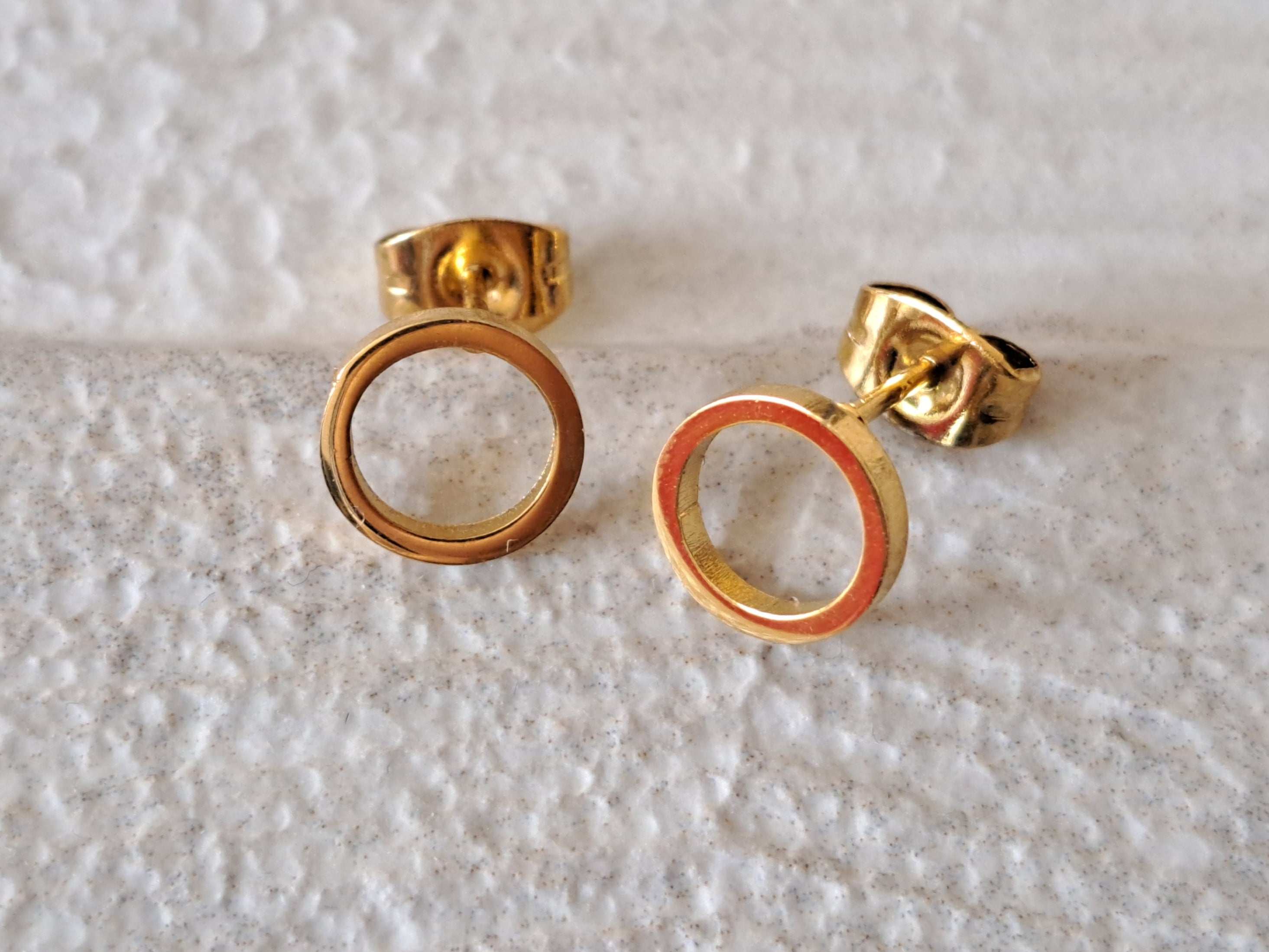 Gold Small Hollow Round Circle Earrings