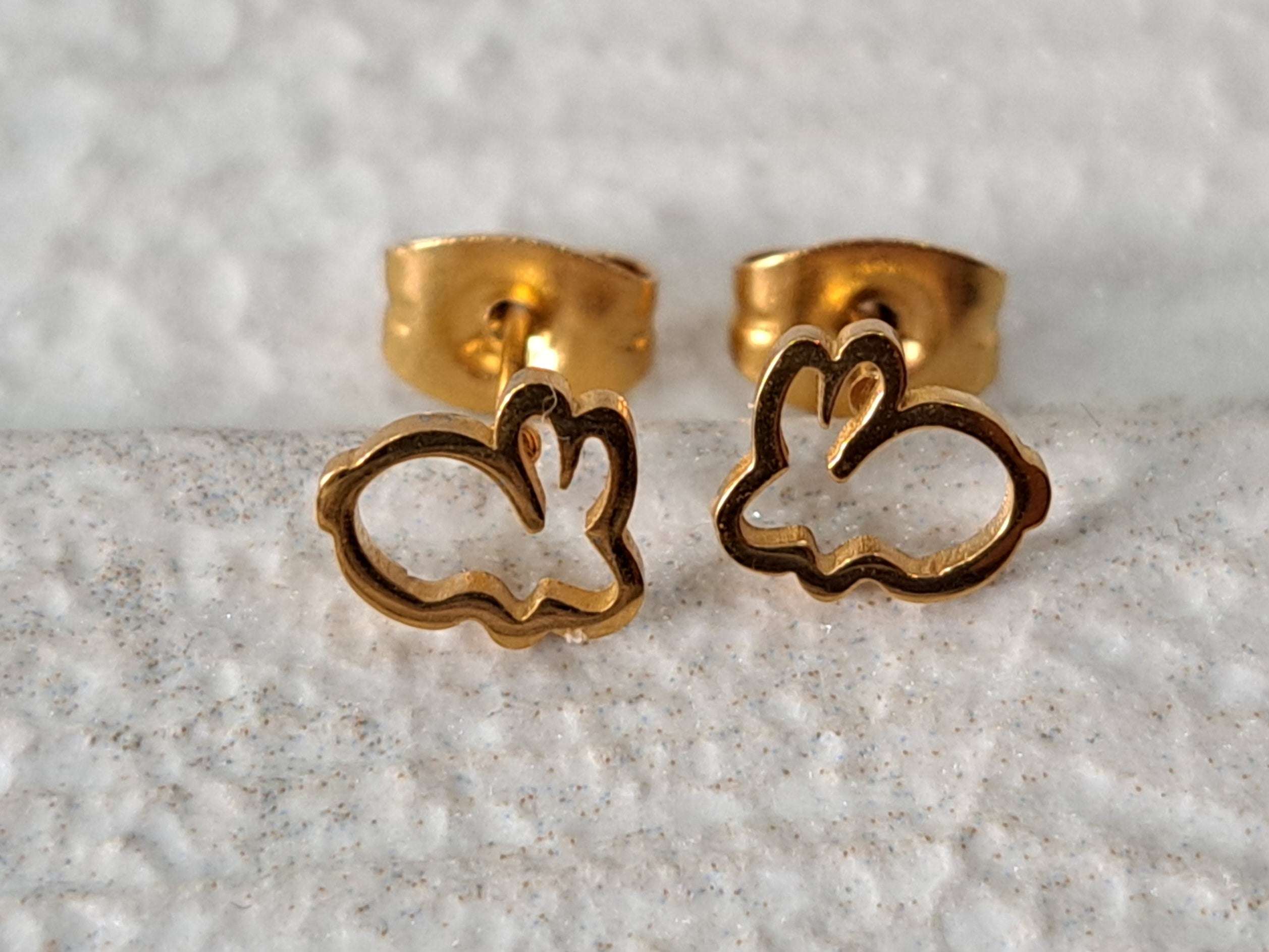 Gold Small Hollow Rabbit Earrings