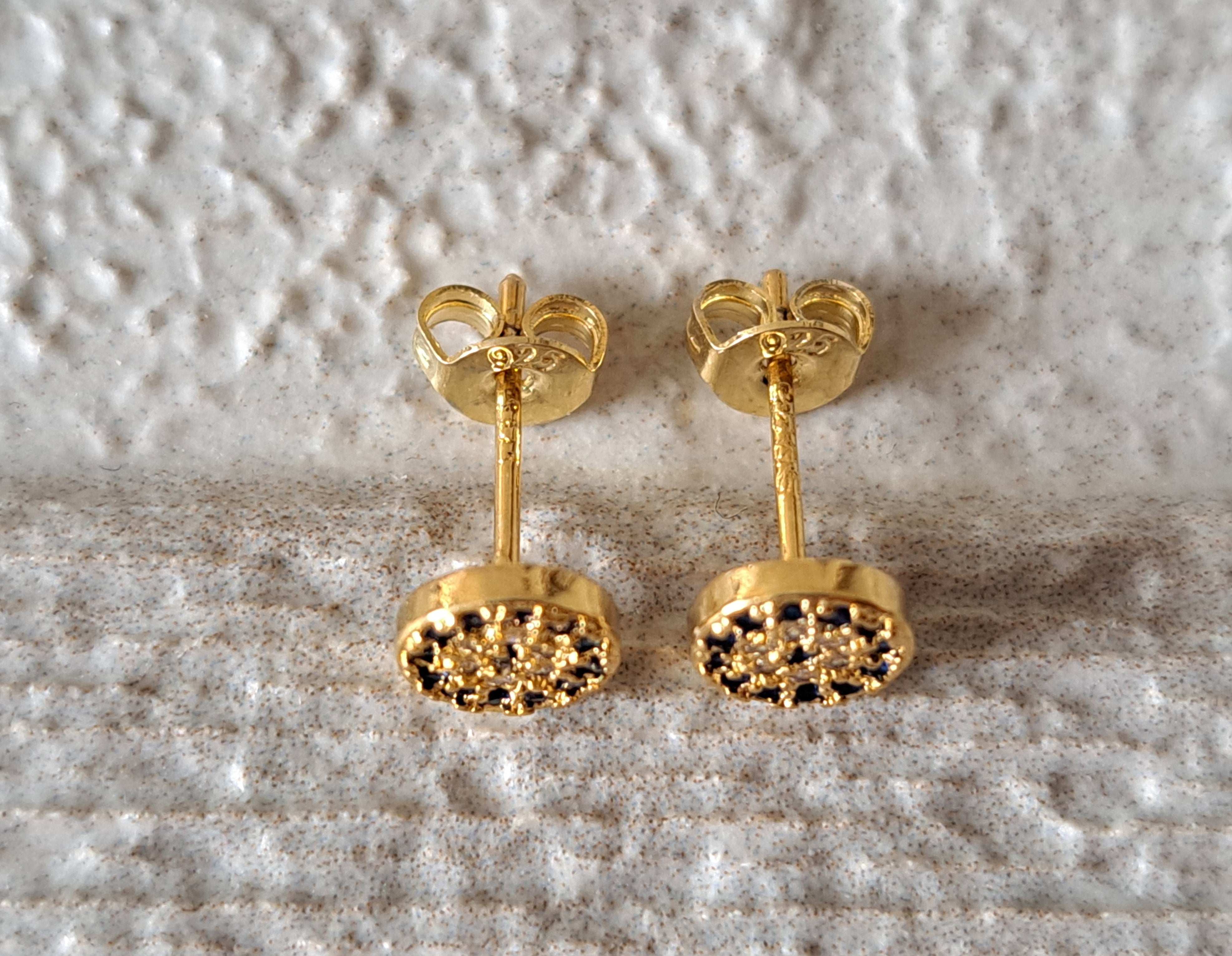 Tiny Gold Swarovski Crystal Evil Eye Stud Earrings