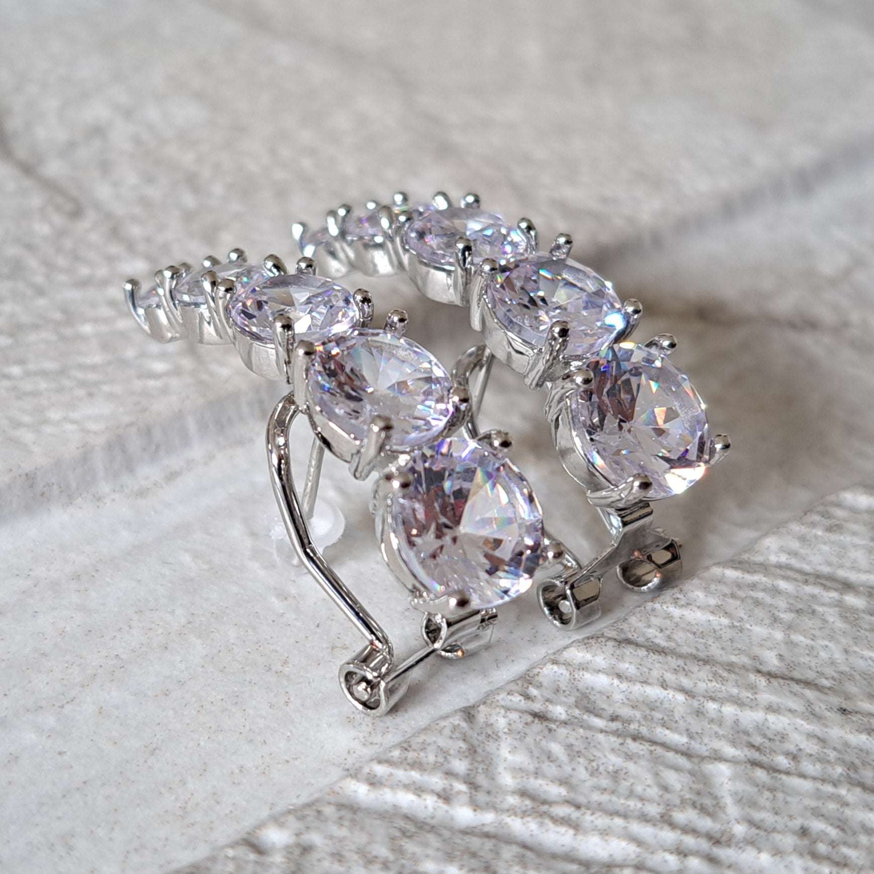 Silver Four Drop Swarovski Crystal Earrings