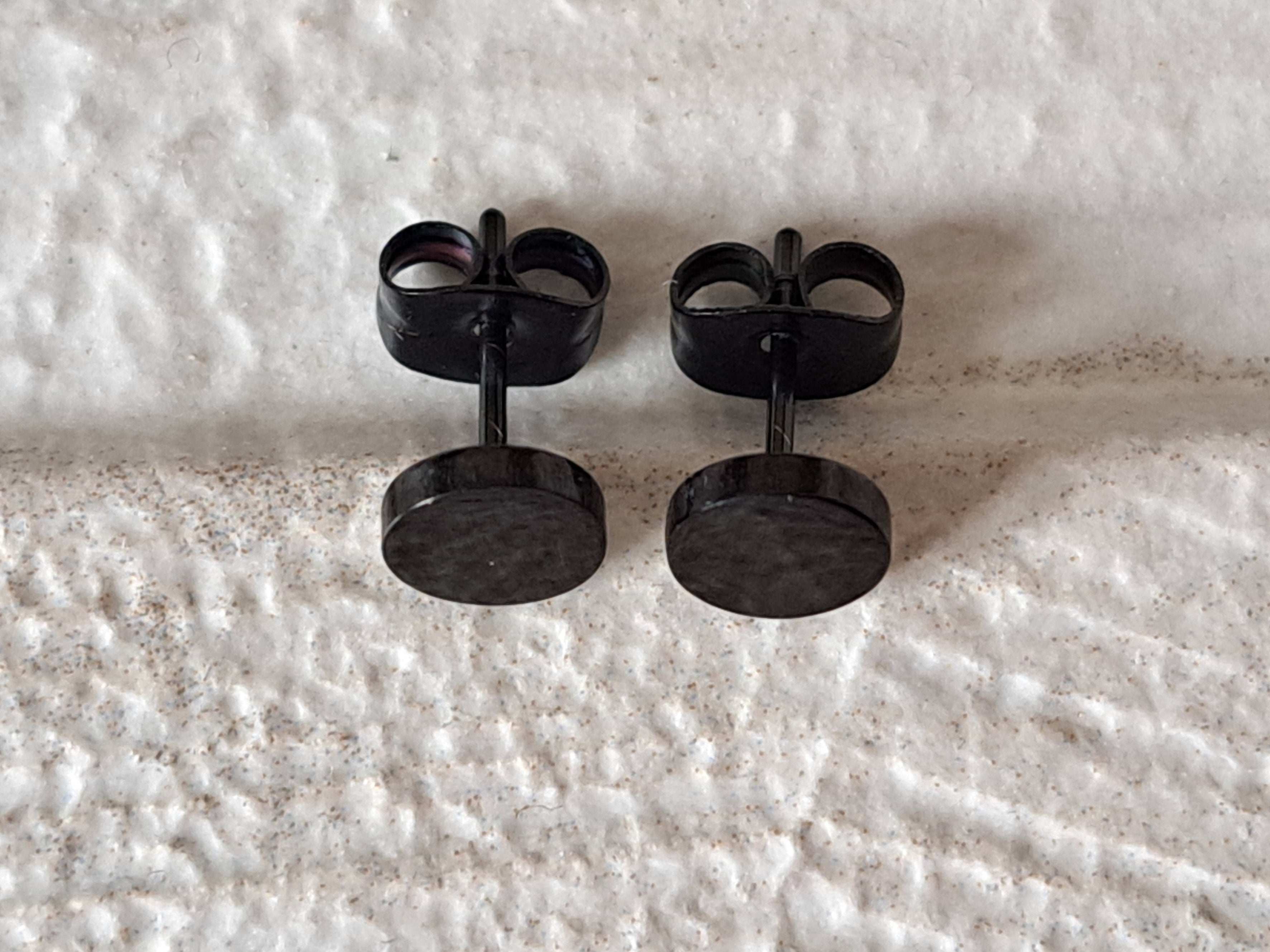 Black Small Circle Dot Round Earrings