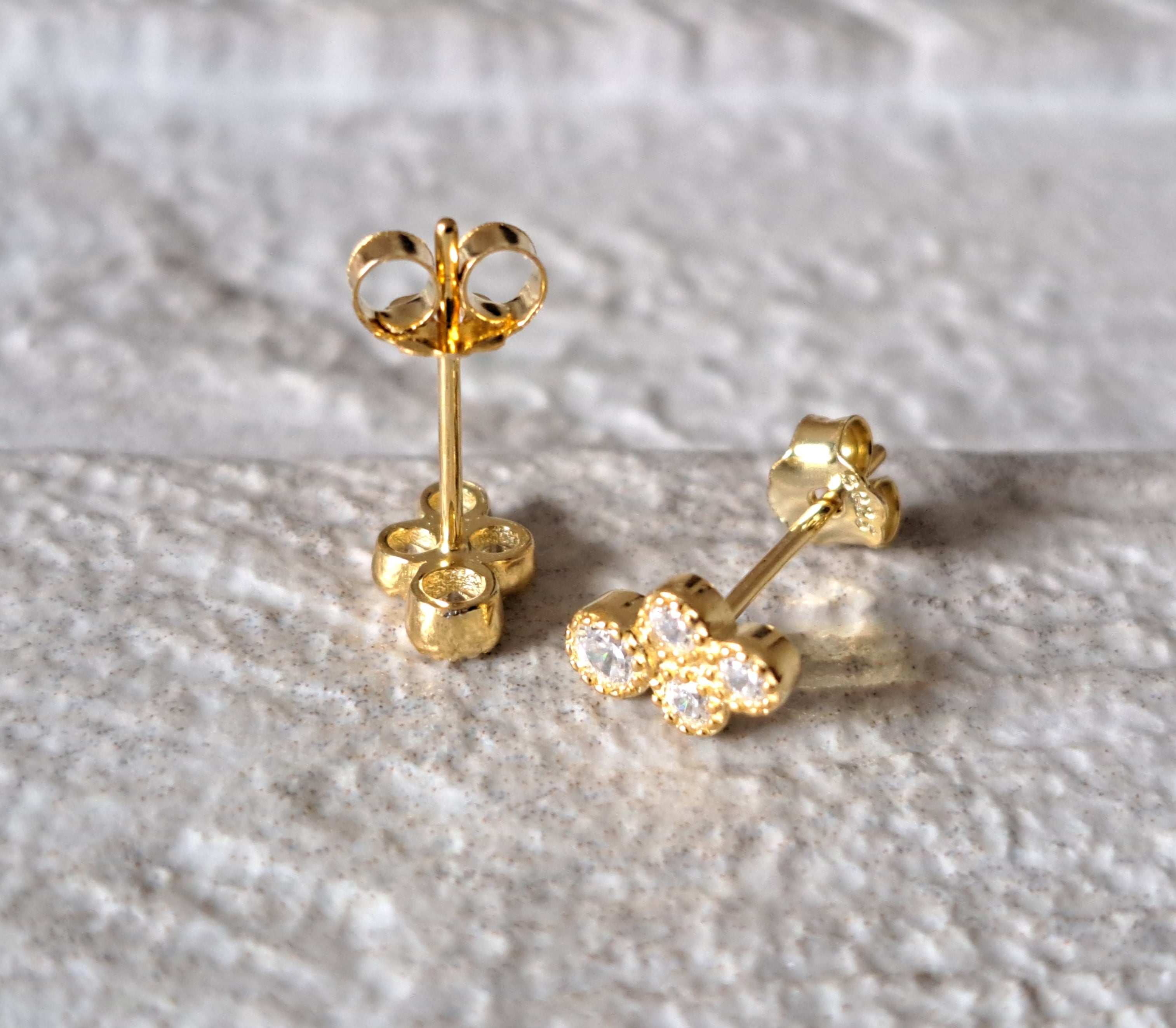 Gold Tiny Circle Swarovski Crystal Earrings