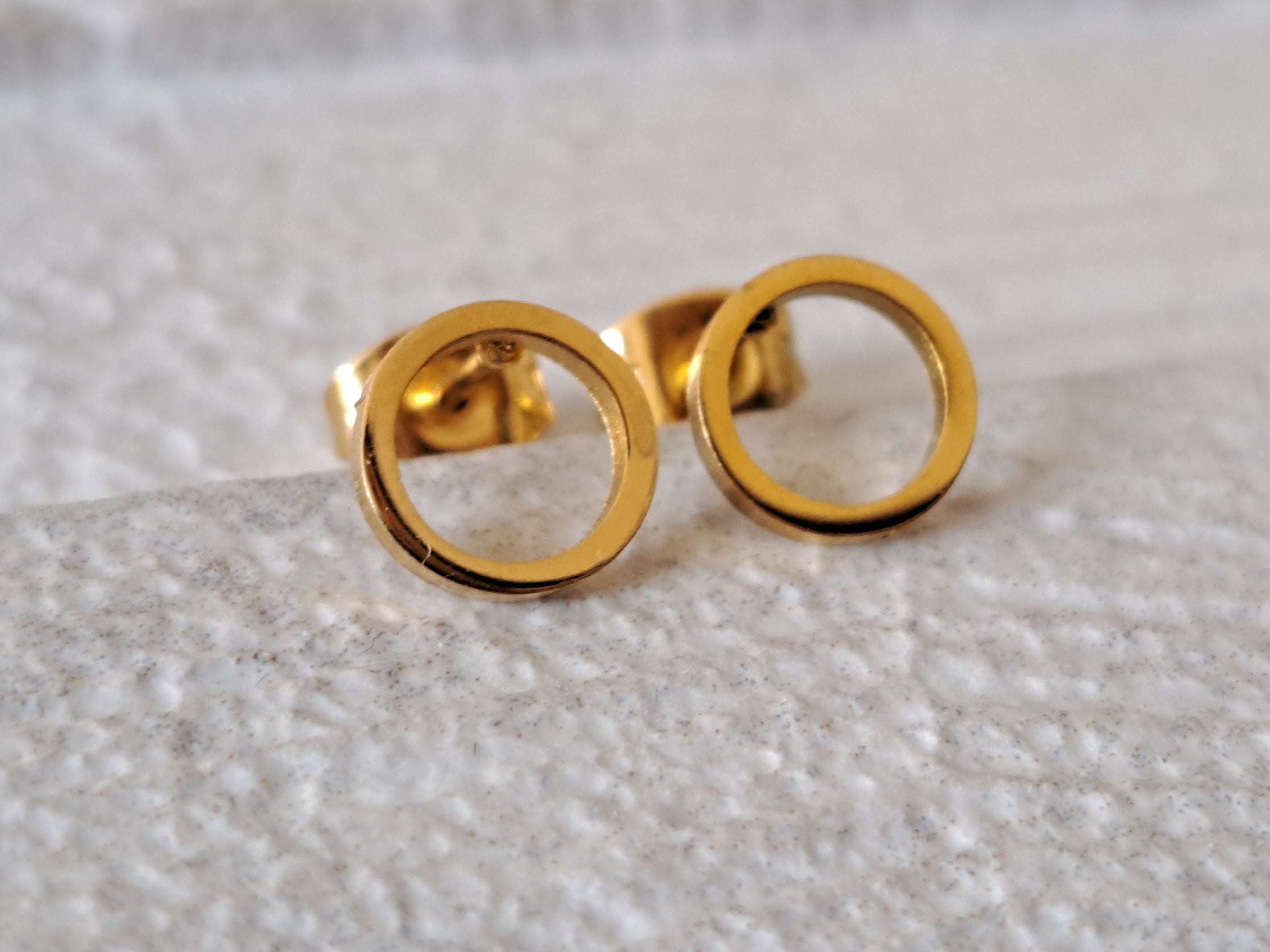 Gold Small Hollow Round Circle Earrings