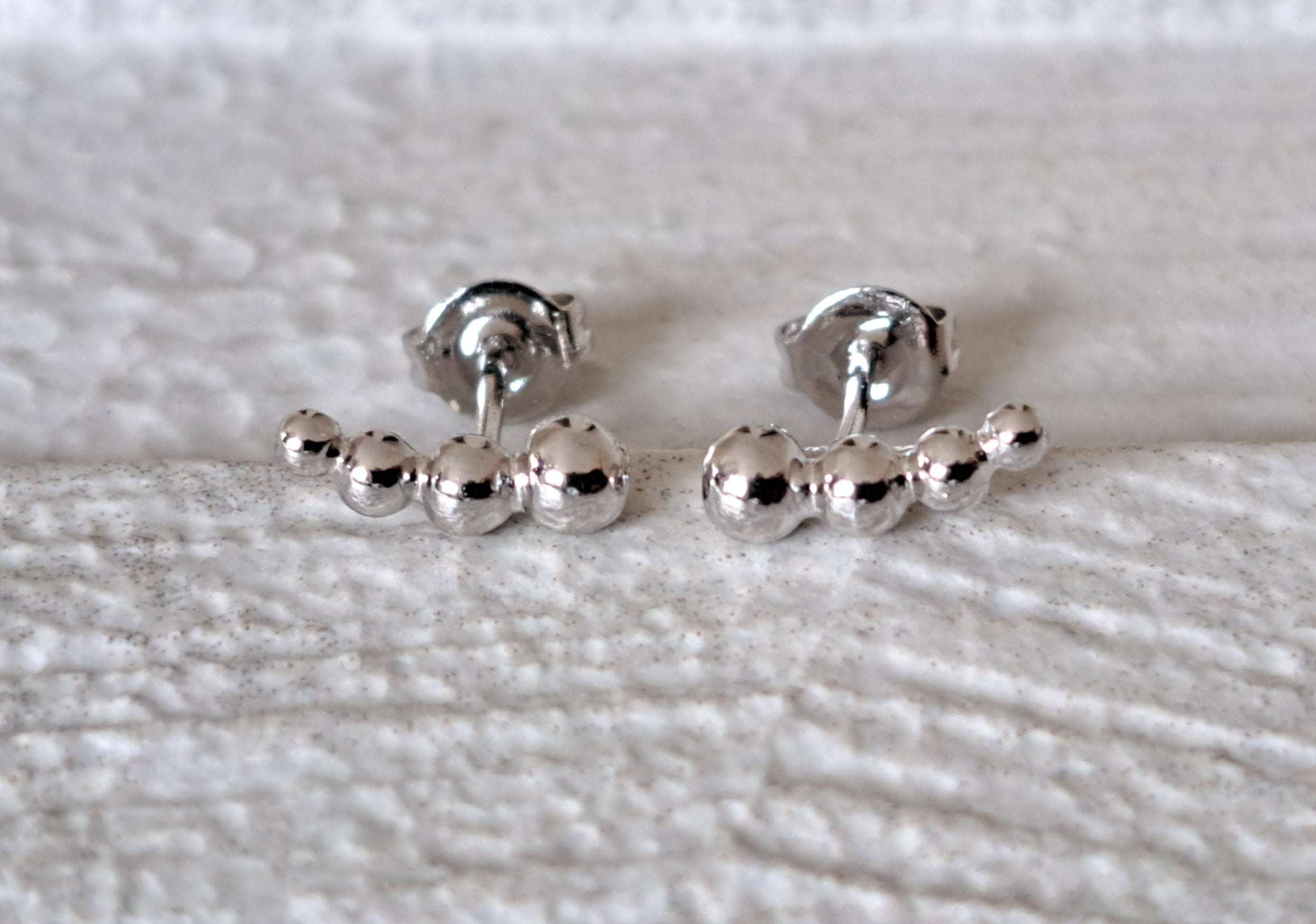 Small Silver Four Ball Stud Earrings