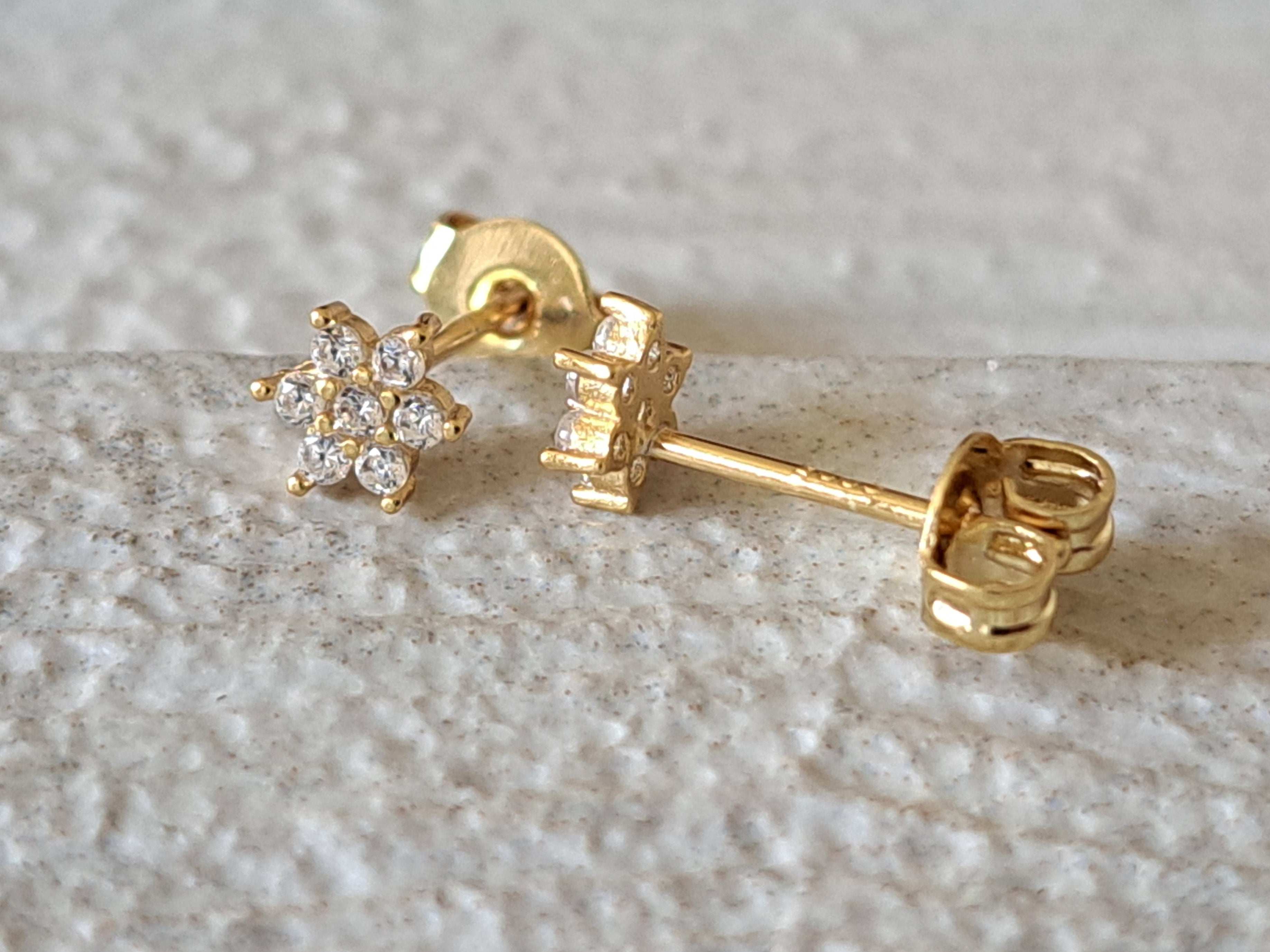 Tiny Gold Swarovski Crystal Stud Earrings