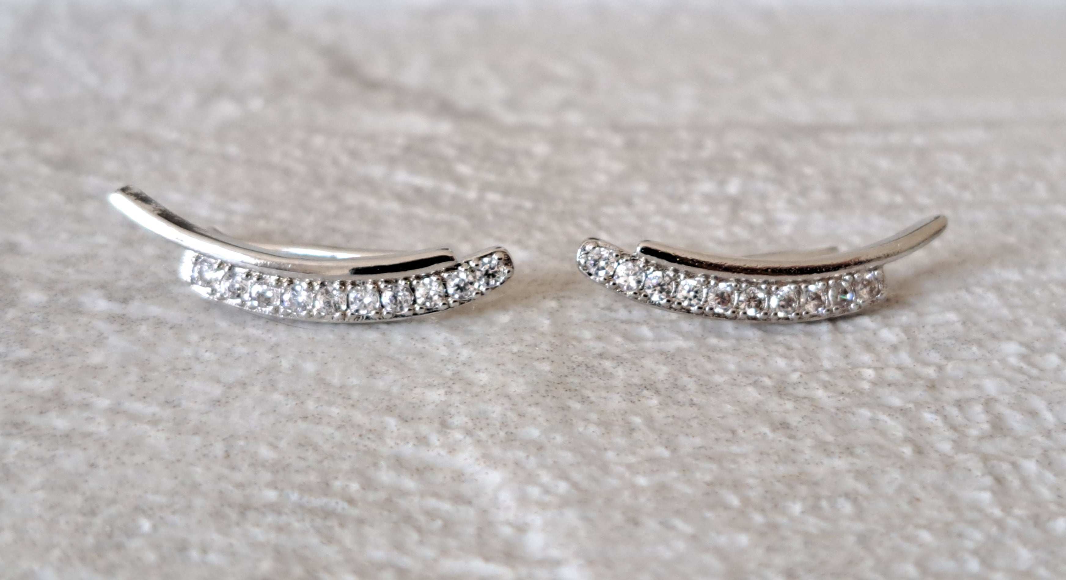 Silver Plated Swarovski Crystal Climber Earrings