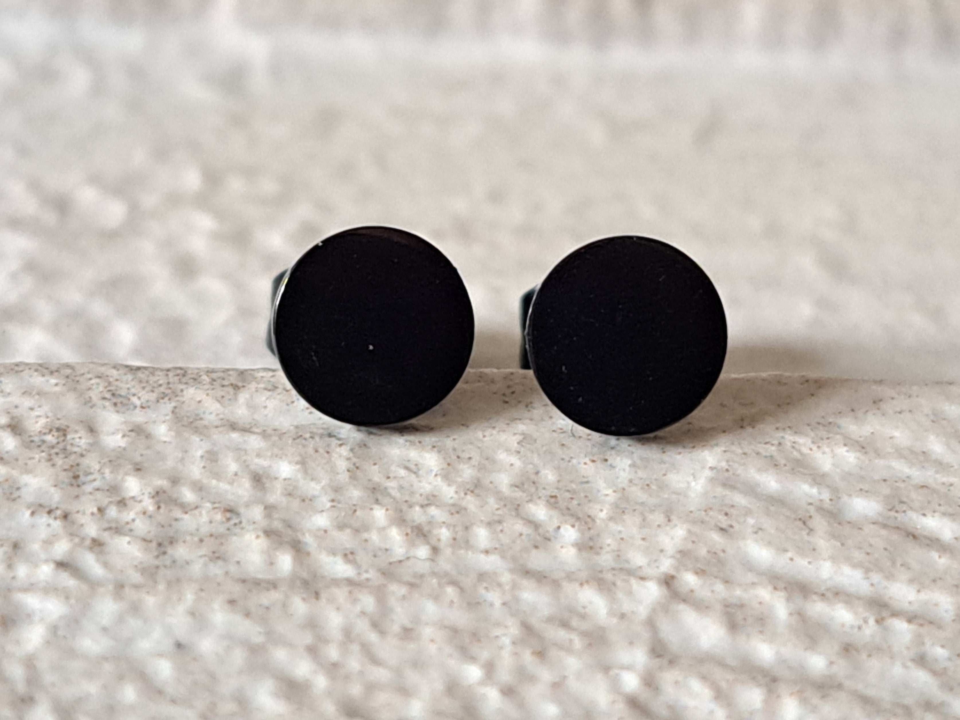 Black Small Circle Dot Round Earrings