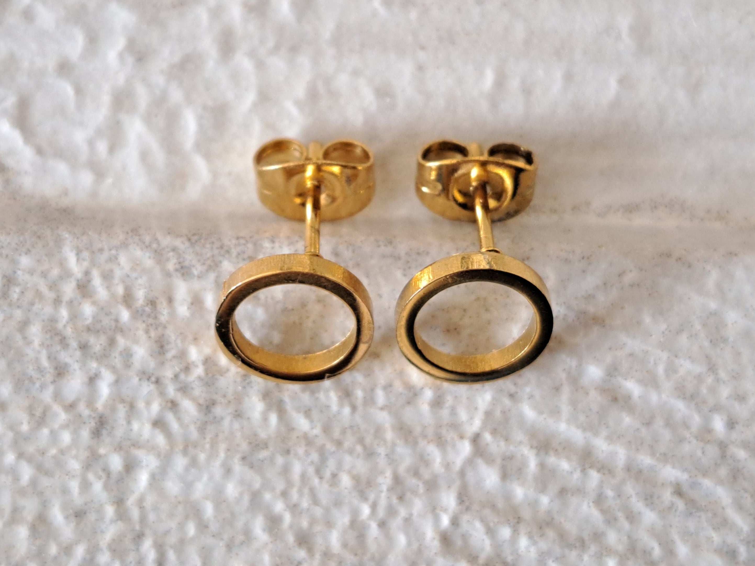 Gold Small Hollow Round Circle Earrings