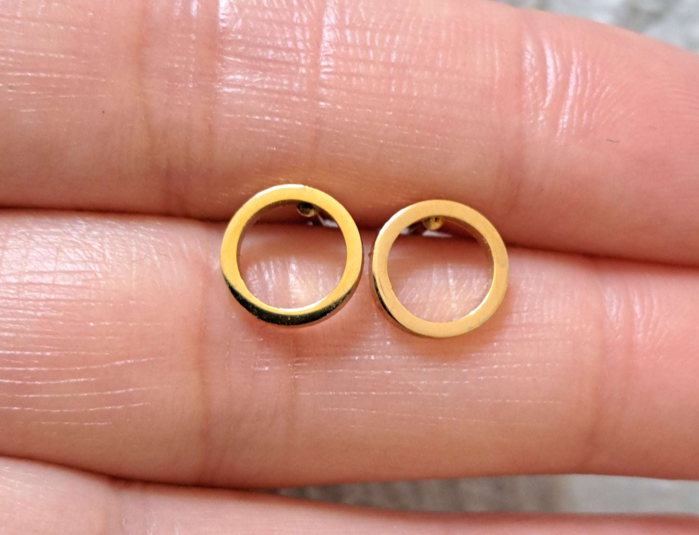 Rose Gold Small Hollow Round Circle Earrings