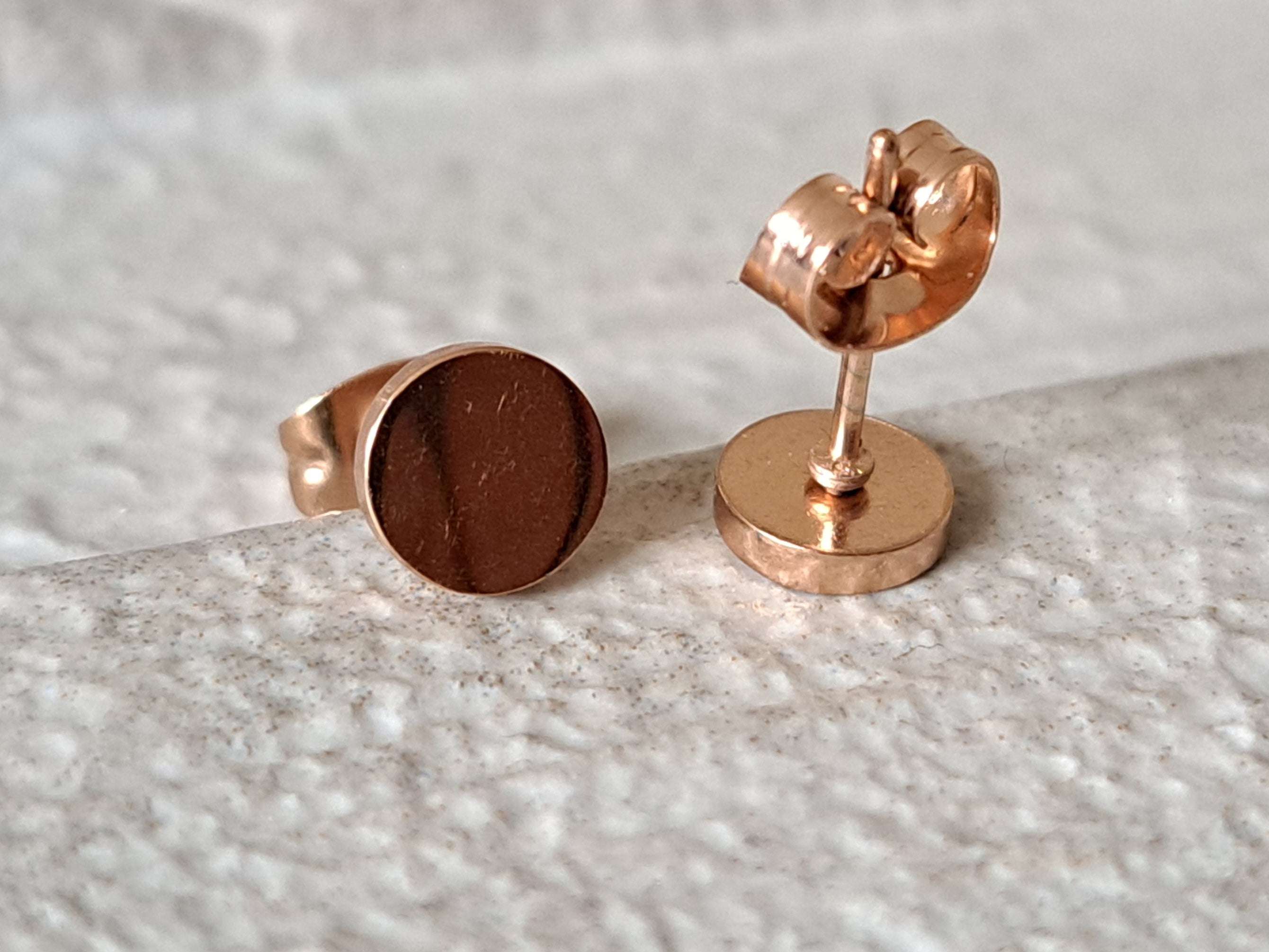 Rose Gold Small Circle Dot Round Earrings
