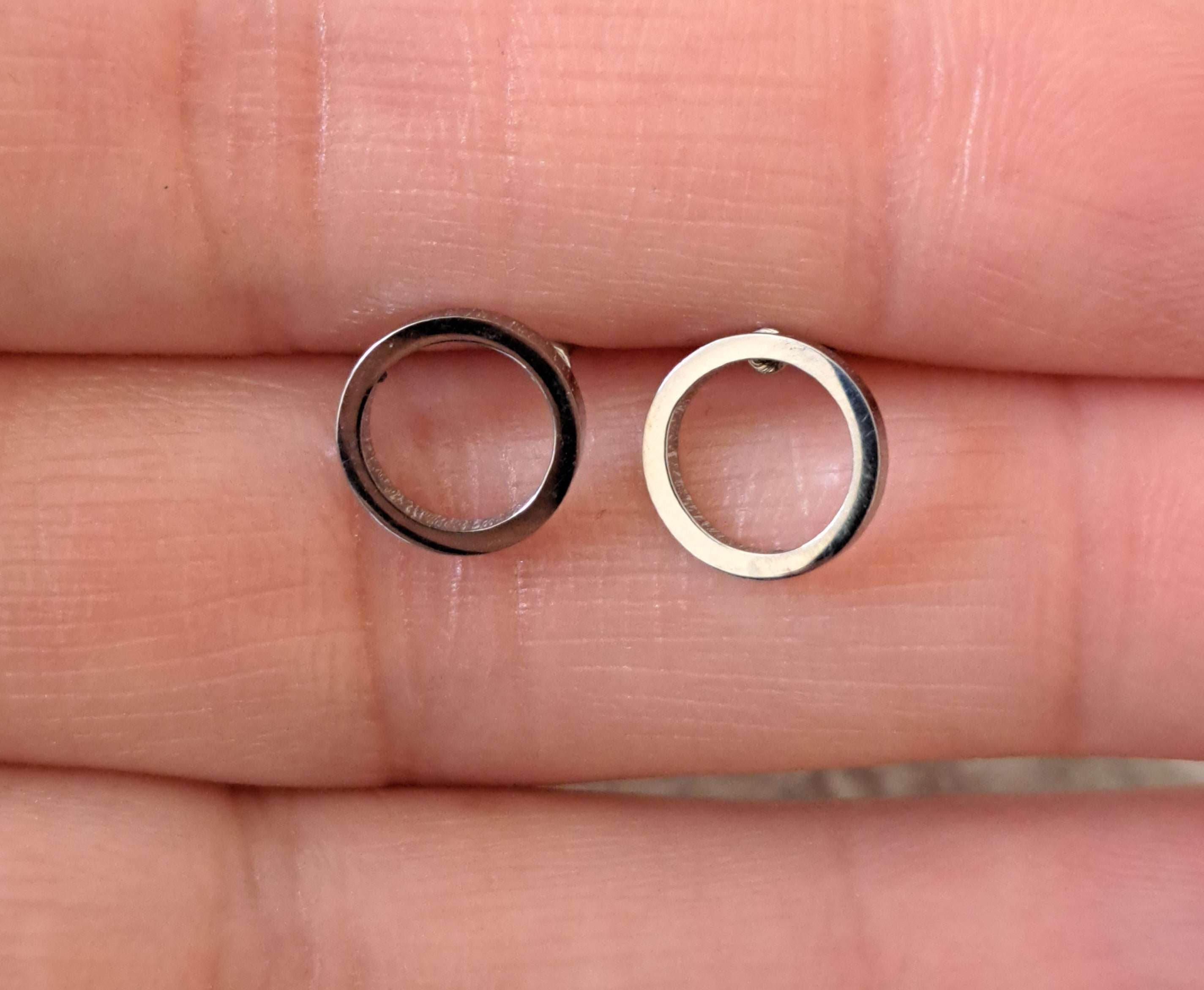 Silver Small Hollow Round Circle Earrings