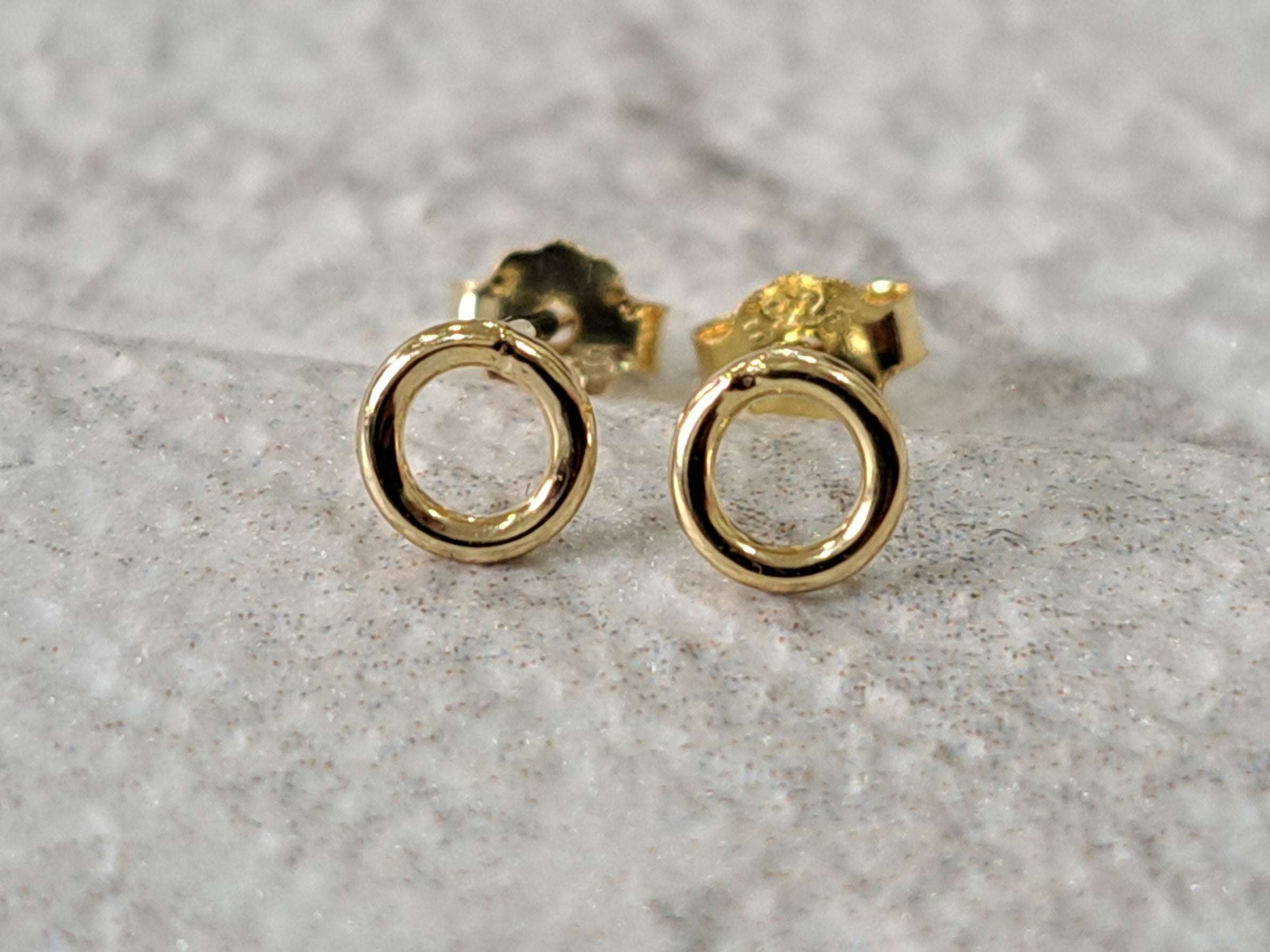 Gold Mini Hollow Round Circle Stud Earrings